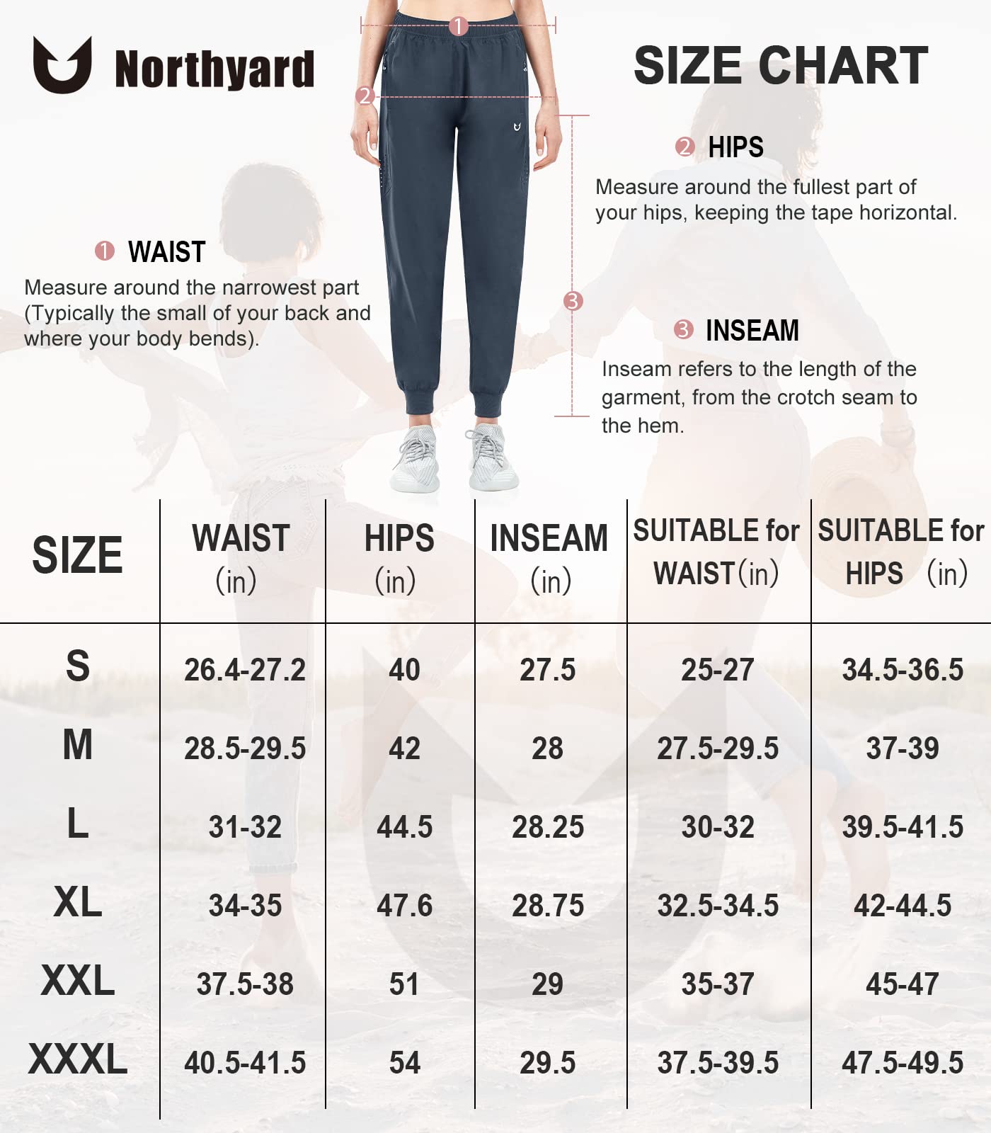 NORTHYARD Women's Lightweight Quick-Dry Training Pants