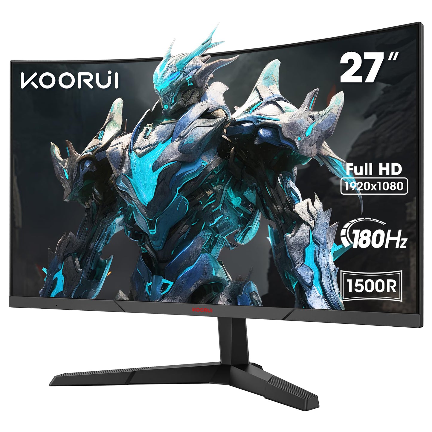 KOORUI 24 Zoll Curved Gaming Monitor, FHD 1080p, 1ms Reaktionszeit,180Hz Bildwiederholraten, HDMI 2.0/DP 1.2, 250cd/m² Helligkeit