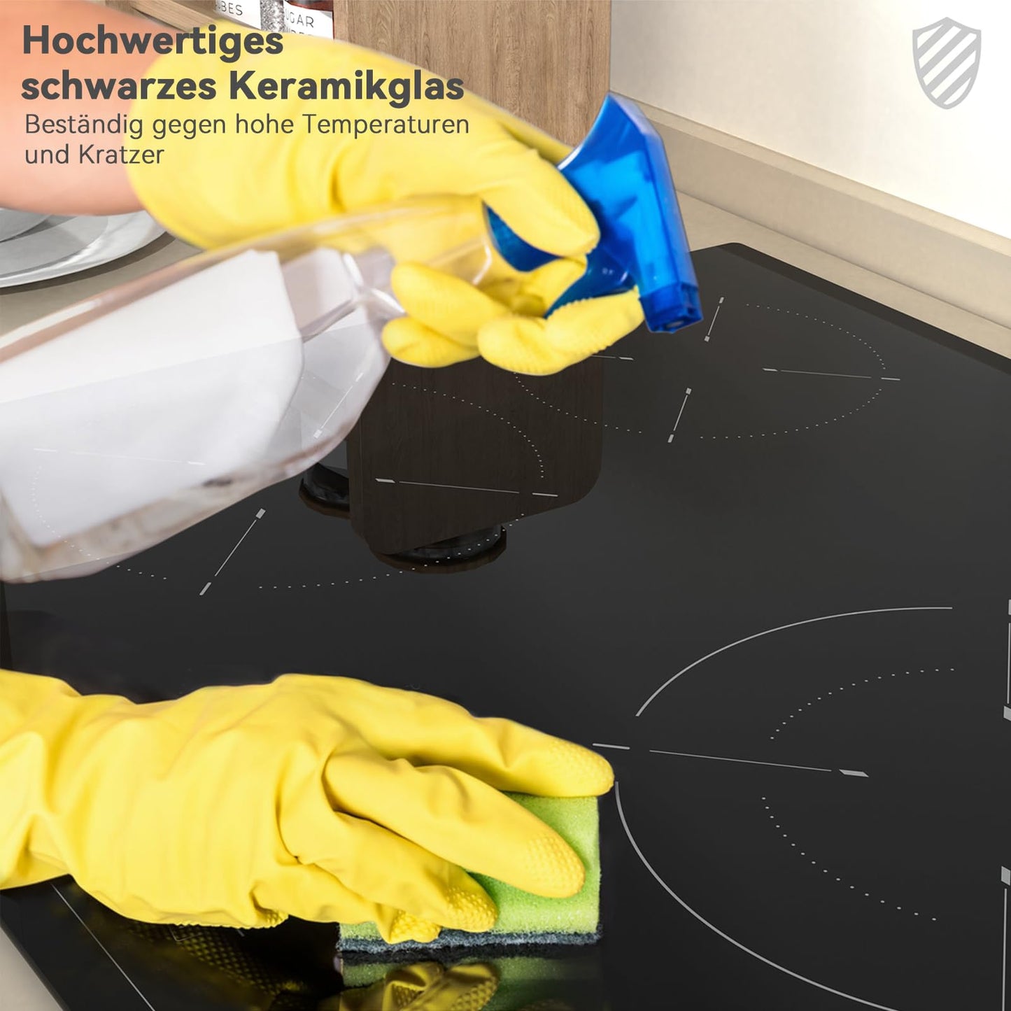 Hermitlux ceramic hob,Built-in 29 cm black glass ceramic electric hob,9 power levels,Sensor touch control, child lock, 1-99 minute timer,Suitable for all pots and pans