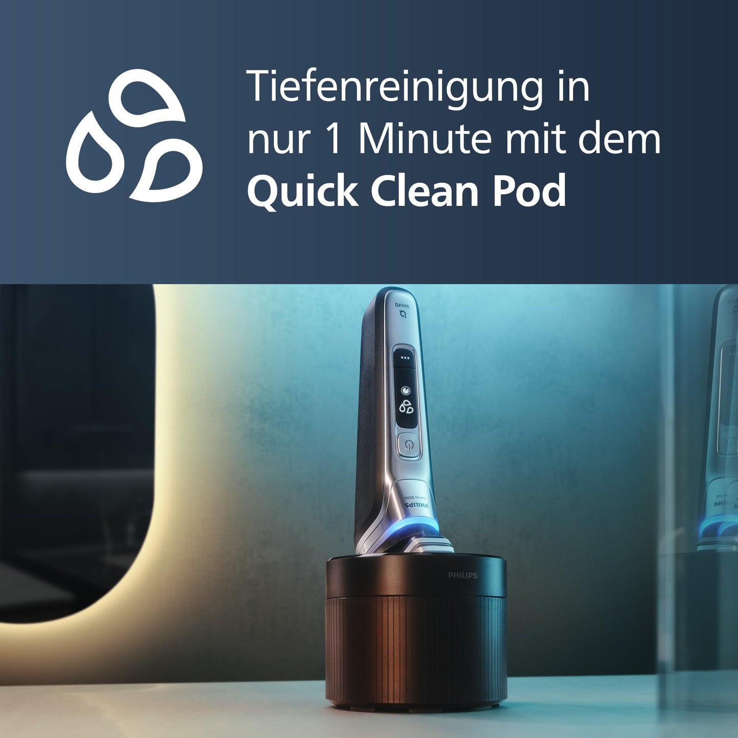 Philips Shaver S9000 – Elektrischer Nass-& Trockenrasierer für Männer, Dunkelchrom, Lift & Cut System, SkinIQ Technologie, Barttrimmer, Reinigungsstation, Ladestation & Reiseetui (Modell S9974/55)