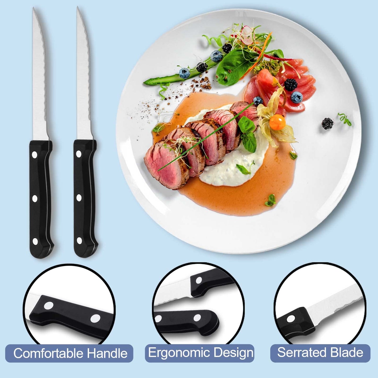 BEWOS 36-teiliges Besteck set mit Steakmesser Service für 6, Premium-Edelstahl-Bestecksets für Haus & Küche, Hochwertiges Messer-Löffel-Gabel-Besteck-Set Hochglanzpoliert, Spülmaschinenfest