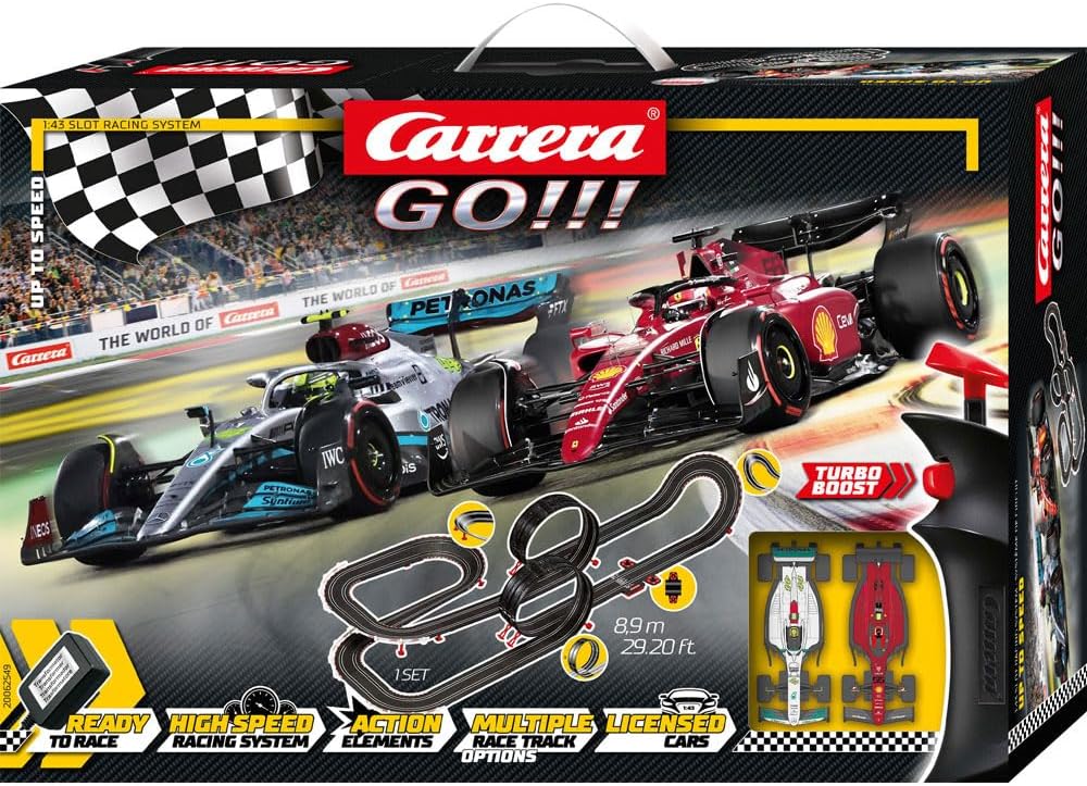 Carrera GO!!! Up to Speed Rennbahn-Set I Rennbahnen und lizensierte Slotcars | bis zu 2 Spieler | Für Jungs und Mädchen ab 6 Jahren & Erwachsene