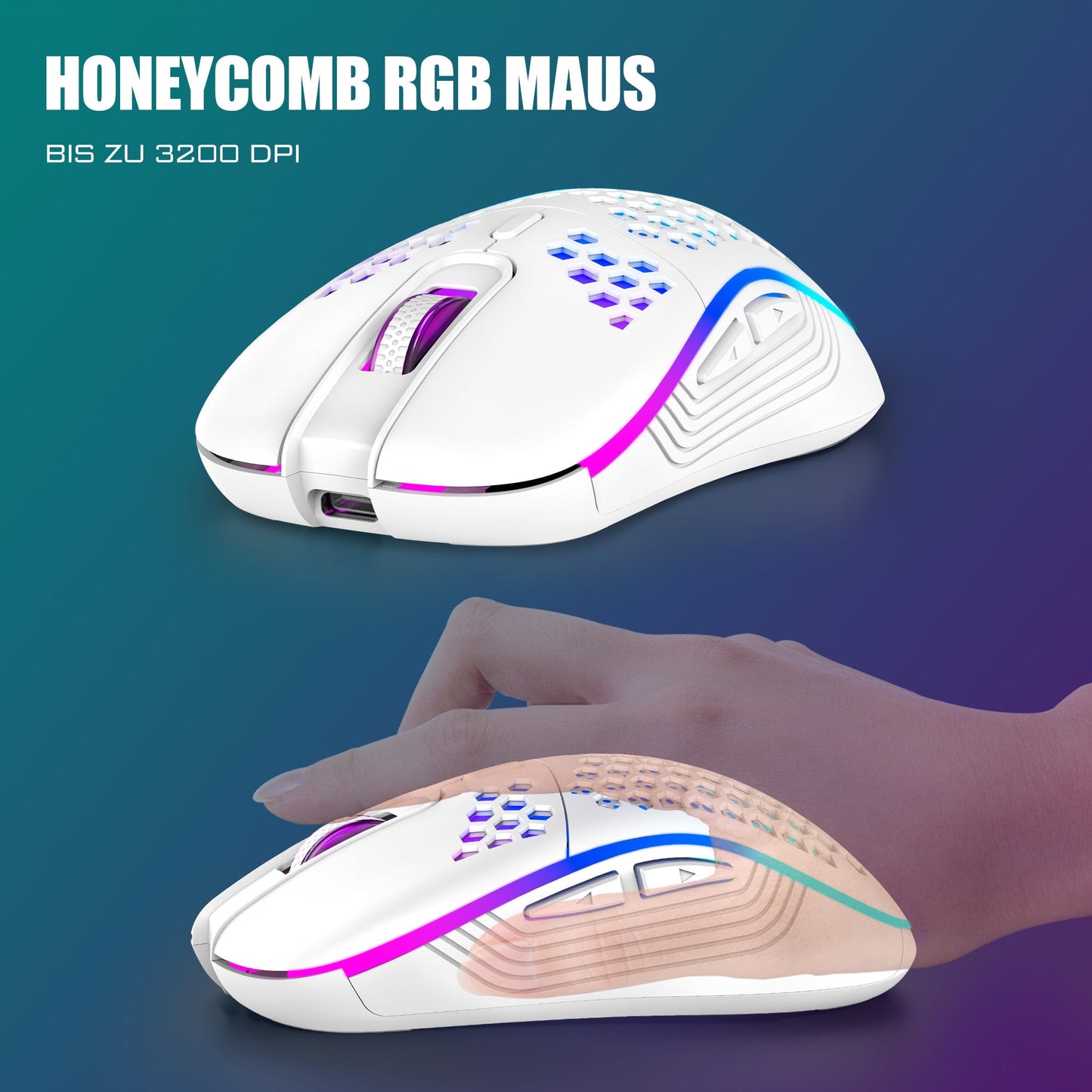 RedThunder 75% Kabelloses Gaming Tastatur und Maus Set, QWERTZ DE Layout, 85 Tasten TKL Wiederaufladbare Kompakte Tastatur, Ultraleichte 7200DPI-Maus mit Wabenkonstruktion für PC MAC PS5 Xbox Gamer
