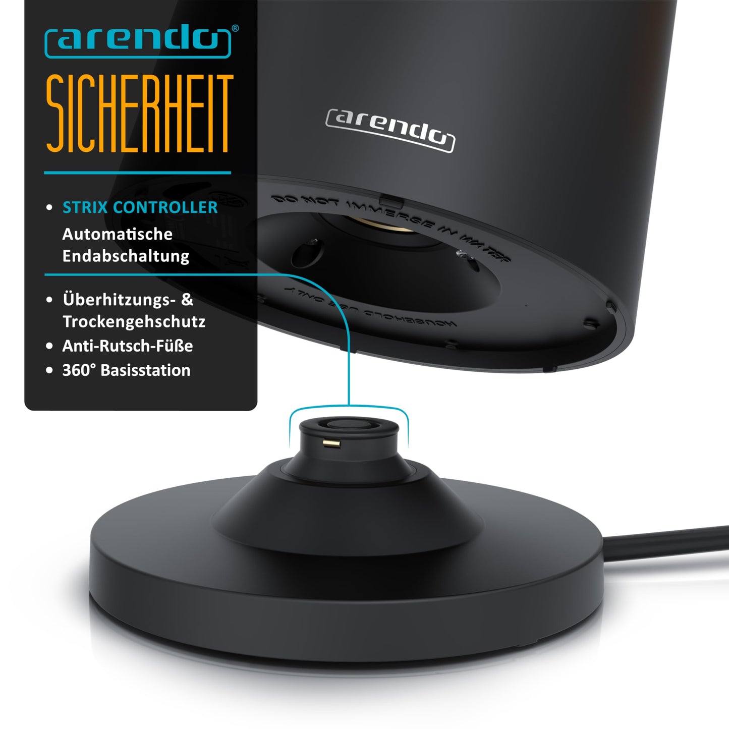 Arendo - Stainless Steel Kettle with Temperature Setting - 45°C-100°C - 1.5 Litre - Double Wall - BPA Free - Keep Warm Function - Tea Maker with Temperature Indicator - Cool Touch Handle - Black
