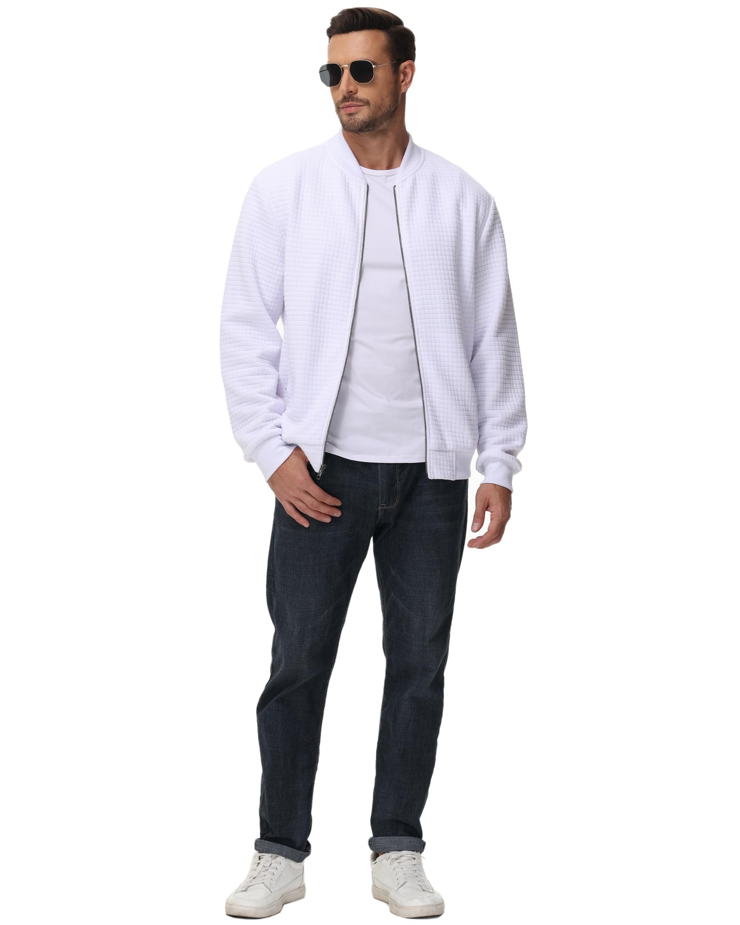 Men’s Transitional Jacket – Lightweight Winter Jacquard Coat with Zipper Pocket
