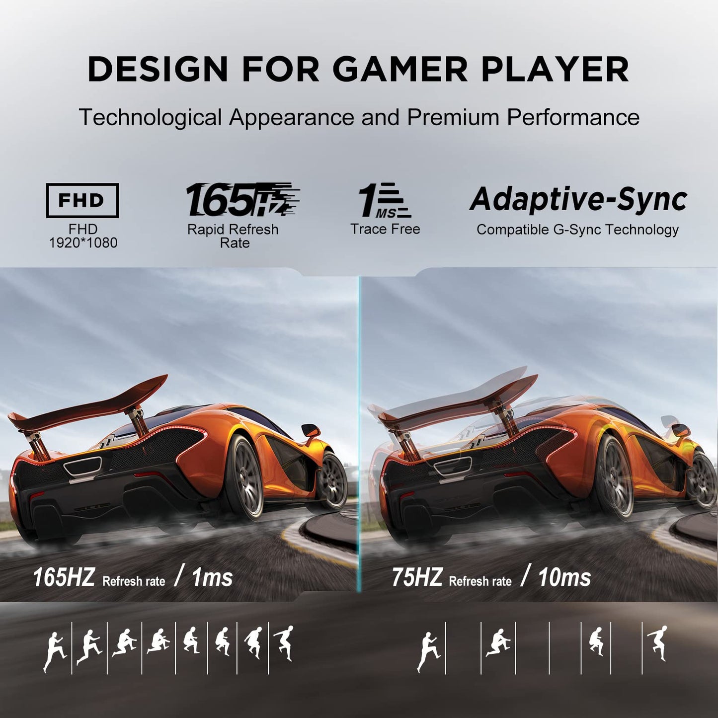 KOORUI Gaming Monitor 27 Zoll, 170Hz, IPS, 2K QHD(2560 x 1440p), HDR 400, 1ms, Adaptive Sync, DisplayPort, HDMI, 100% sRGB, Höhenverstellbar, Augenpflege, VESA 75x75