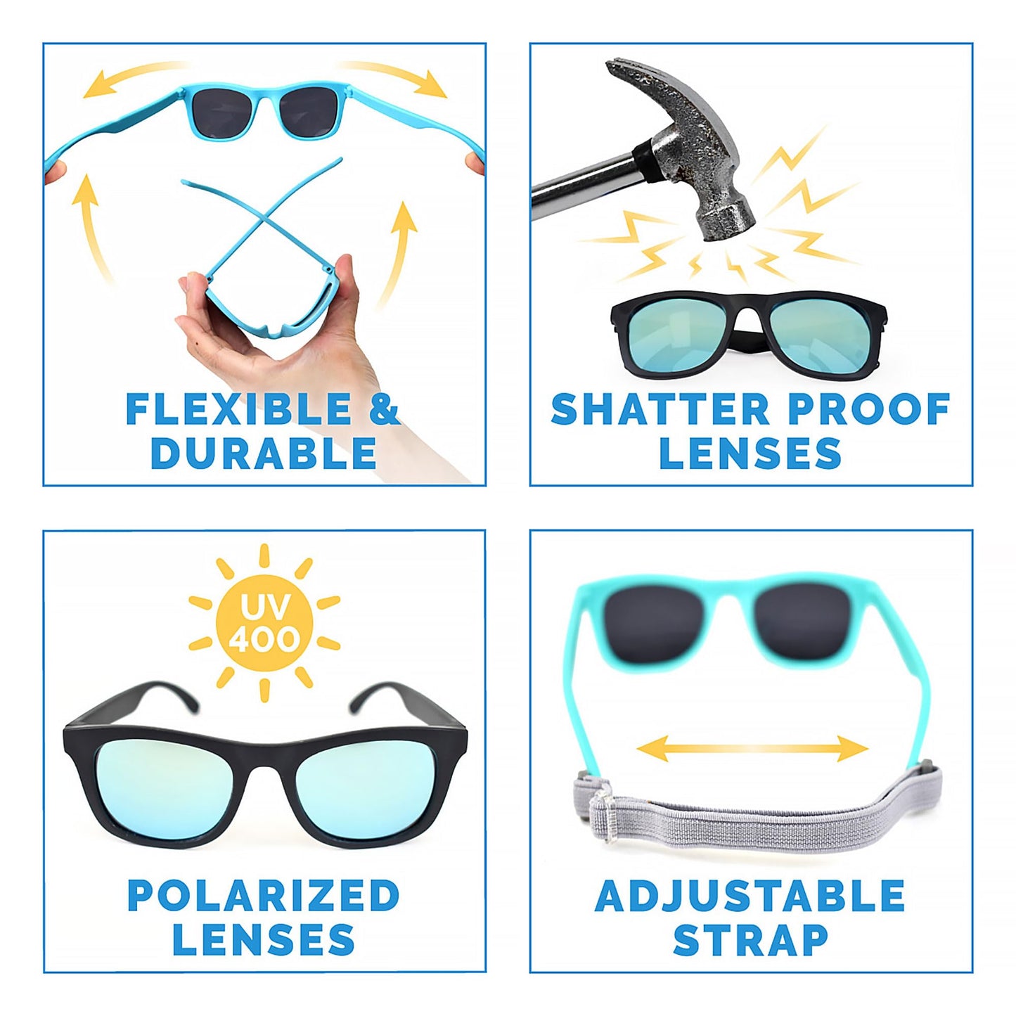 Jan & Jul Kinder UVA UVB-Schutz Flexible Sonnenbrille