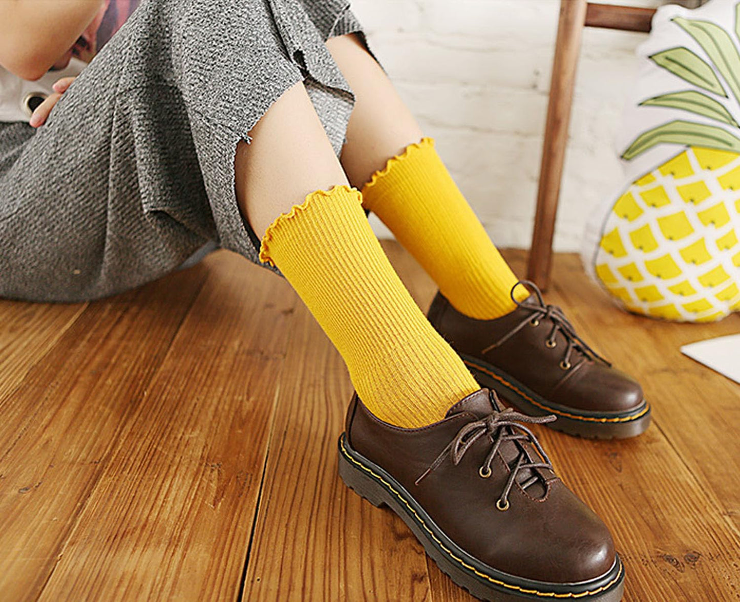 Women's Ruffle Socks – 6 Pairs Casual Cute Cotton Knit Socks