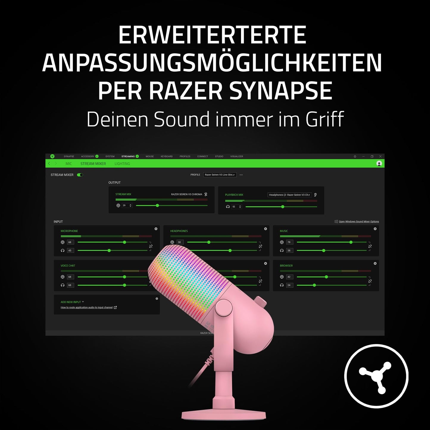 Razer Seiren V3 Mini - Ultrakompaktes USB-Mikrofon (14mm Supernieren Kondensatormikrofon, Tap-to-Mute-Sensor mit LED-Anzeige, integrierter Stoßdämpfer, Plug-and-Play Design) Schwarz