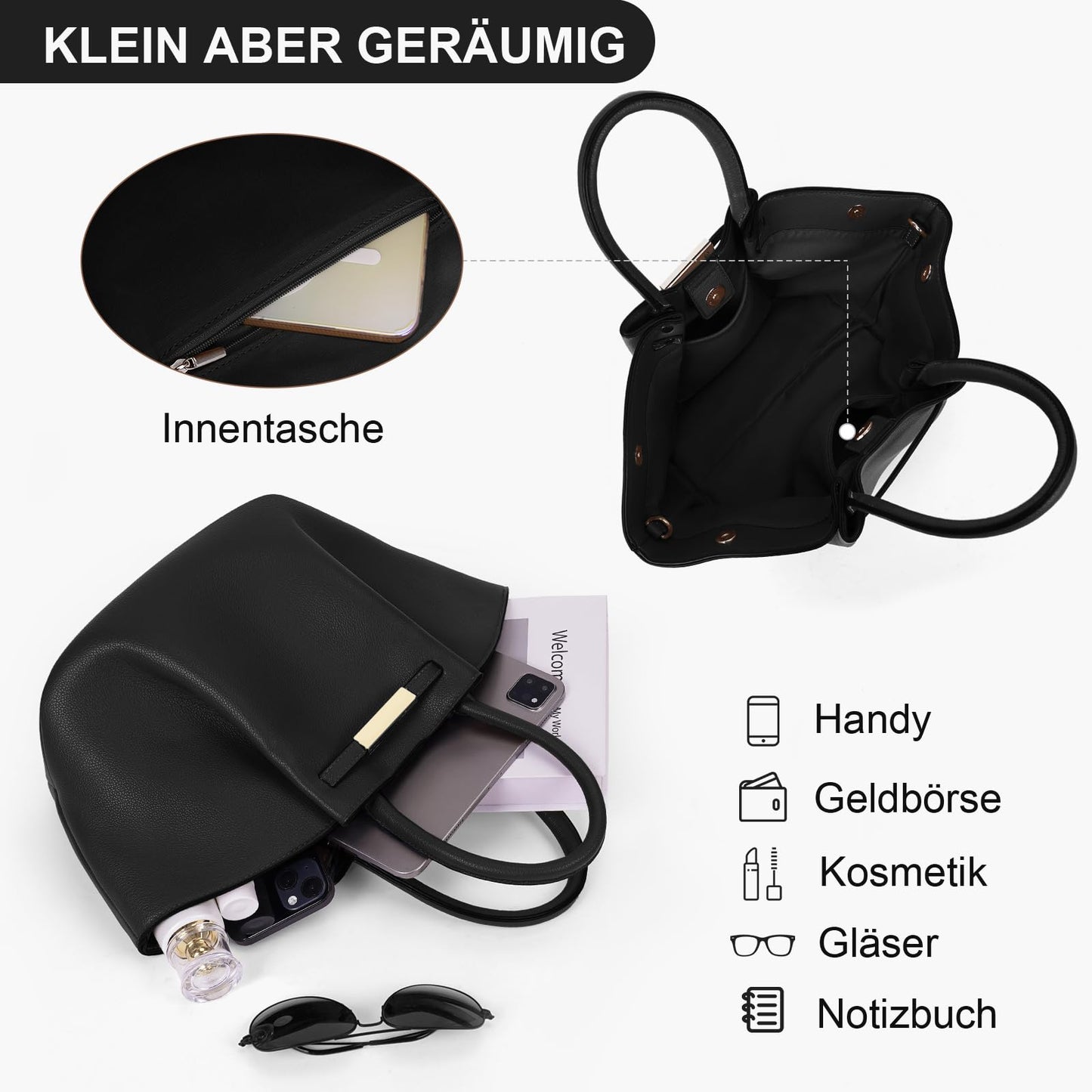 Large Faux Leather Tote Bag for Women