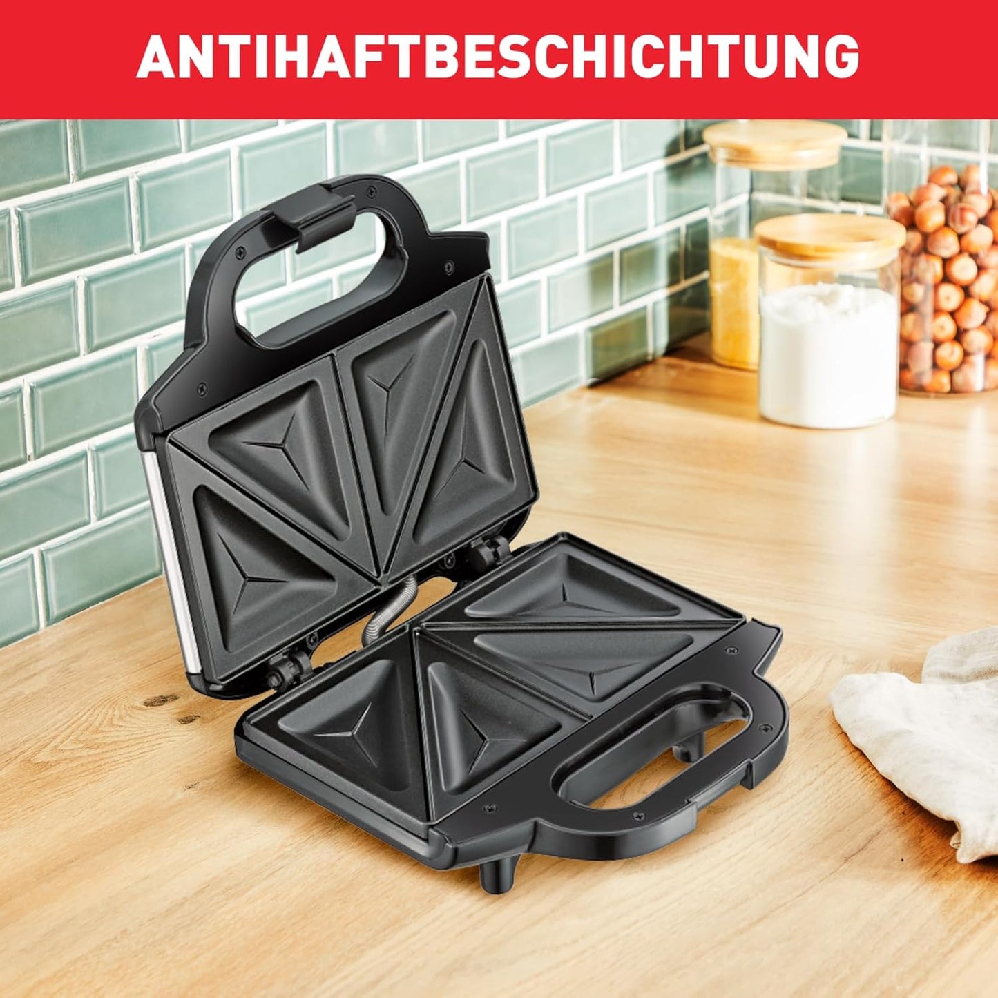 Tefal Ultracompact Sandwichmaker| für dreieckige Sandwichtoasts | antihaftbeschichtete Platten | leichte Reinigung | kein Anbrennen | 700W | Sandwich-Grill | 26.5 x 12 x 26 cm