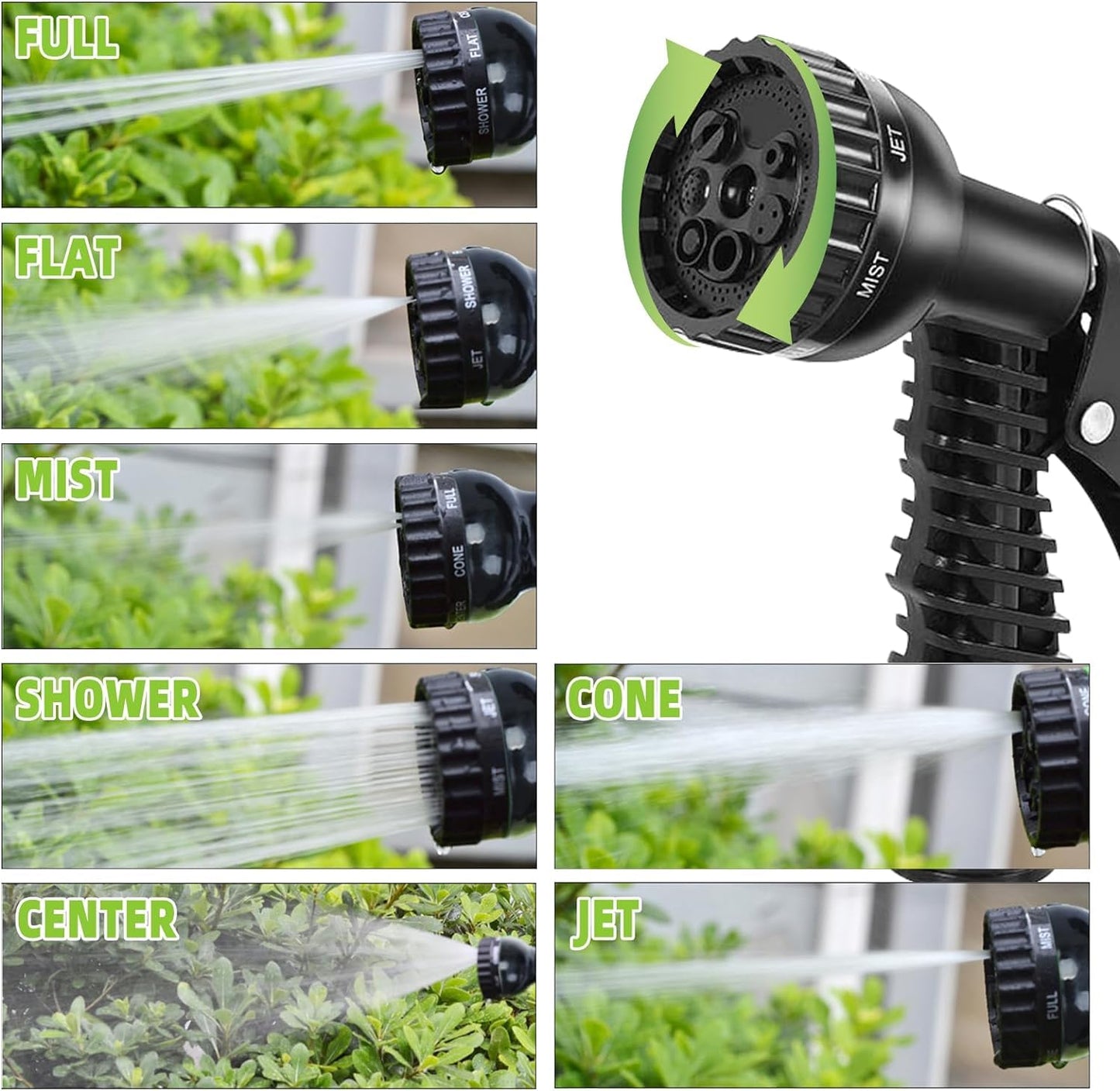 niboameu Gartenschlauch Flexibel, Wasserschlauch Dehnbar Flexibler Gartenschlauch 30 m mit 7 Funktionen Garten Handbraus, Schlauch Flexibel Bewässerung für Garten Haustier Autowäsche (100 Fuß, grün)