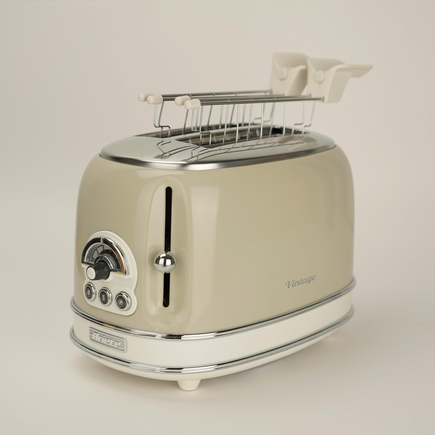 Ariete Vintage 155, 2-Scheiben-Toaster, Retro Toaster mit 6 Toaststufen, Automatischer Auswurf, Auftaufunktion, Herausnehmbares Krümelfach, Gehäuse aus Edelstahl, mit Sandwichzangen, 810W, Vert
