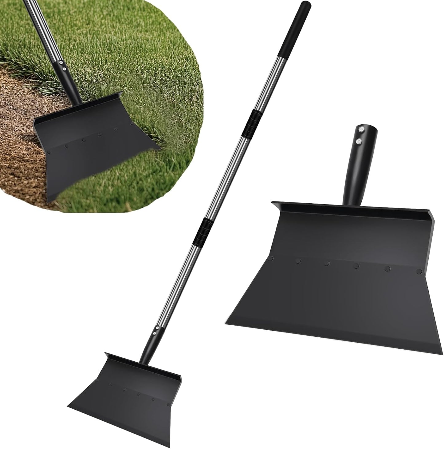 Gartenschaufel Multifunktionale mit 120cm Abnehmbar Griff, 27cm Größe Garten Reinigungsschaufel Outdoor, Garten, Unkrautentfernungswerkzeug für Rasenkanten