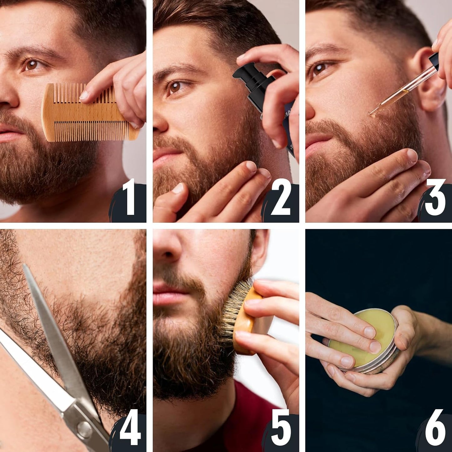 Bartpflege Set für Männer, Geschenke für Männer, Bart Geschenk Lionmane Geschenke Beard Set 60ML Bartshampoo, 30ML Bartöl, 2 Bartschere, Balsam, Bürste, Kamm, Tasche, Bartschneider Kamm