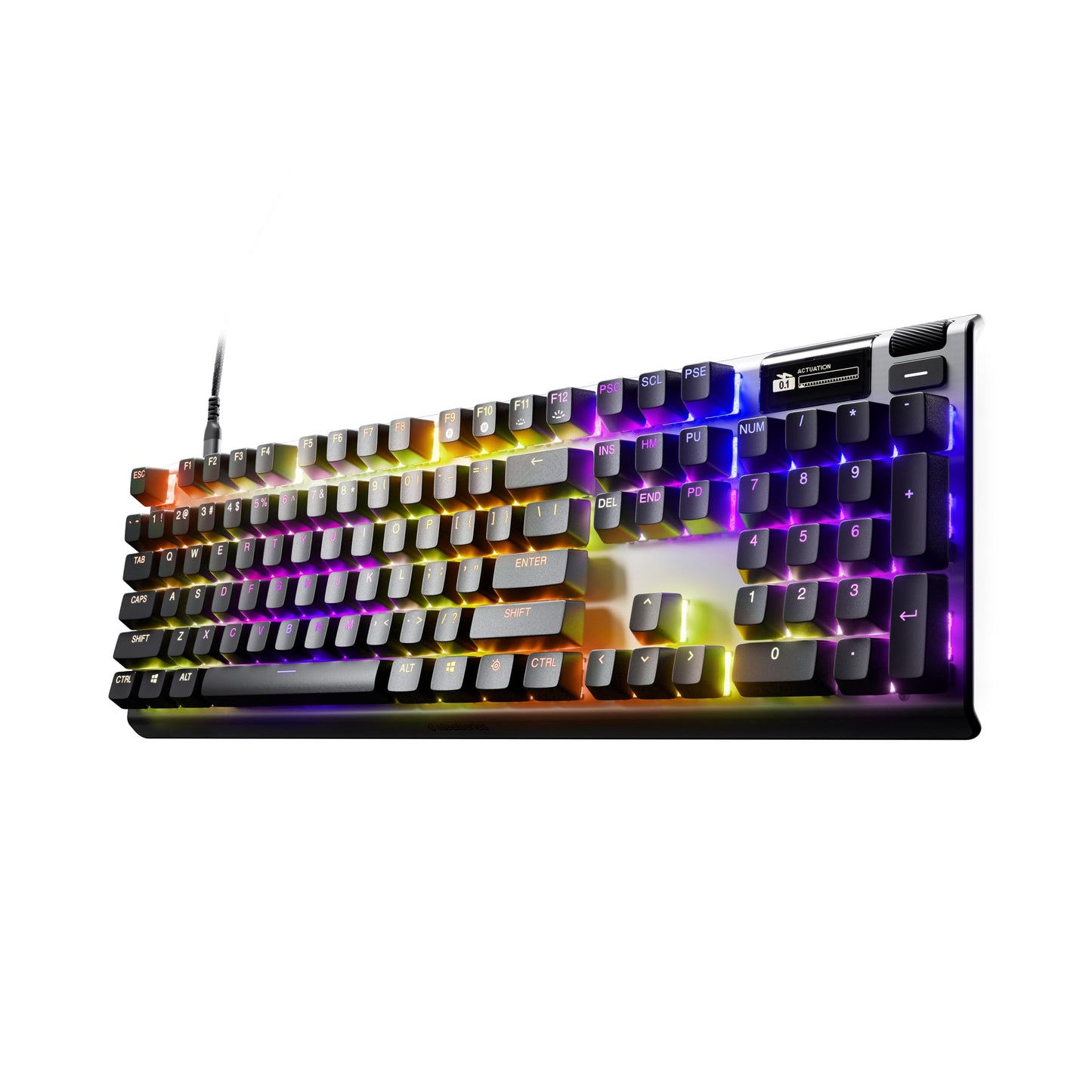 SteelSeries Apex Pro Gen 3 - HyperMagnetic Gaming-Tastatur - OmniPoint 3.0 Switches - anpassbares Ansprechverhalten - Rapid Trigger - Rapid Tap/SOCD - OLED - RGB - PBT-Keycaps - DE Layout QWERTZ