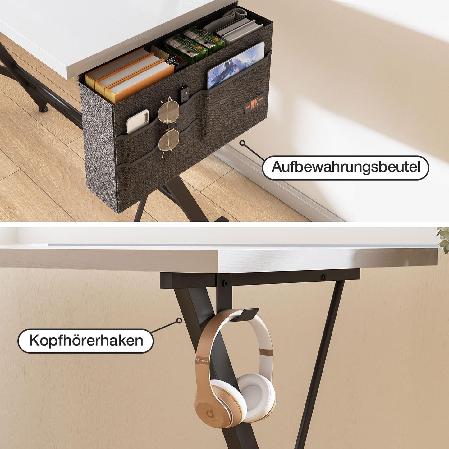 ODK Gaming Tisch, Gaming Schreibtisch Eckschreibtisch für Gamer, Schreibtisch L Form mit Monitorständer für Büro (Schwarz, 127 x 127 cm)