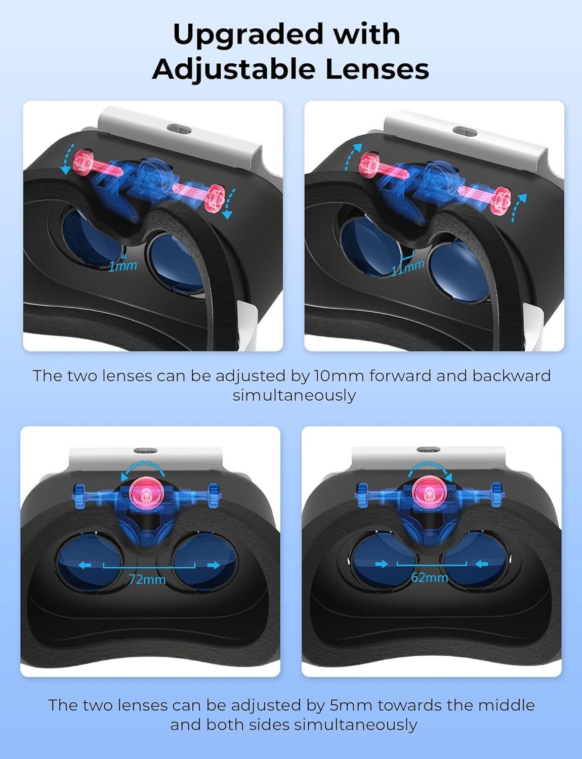 DEVASO VR Brille für Nintendo Switch/Switch OLED mit einstellbaren HD-Linsen, 3D VR (Virtual Reality) Headset Spiele Zubehör Set, Switch VR Labo Goggles Brille