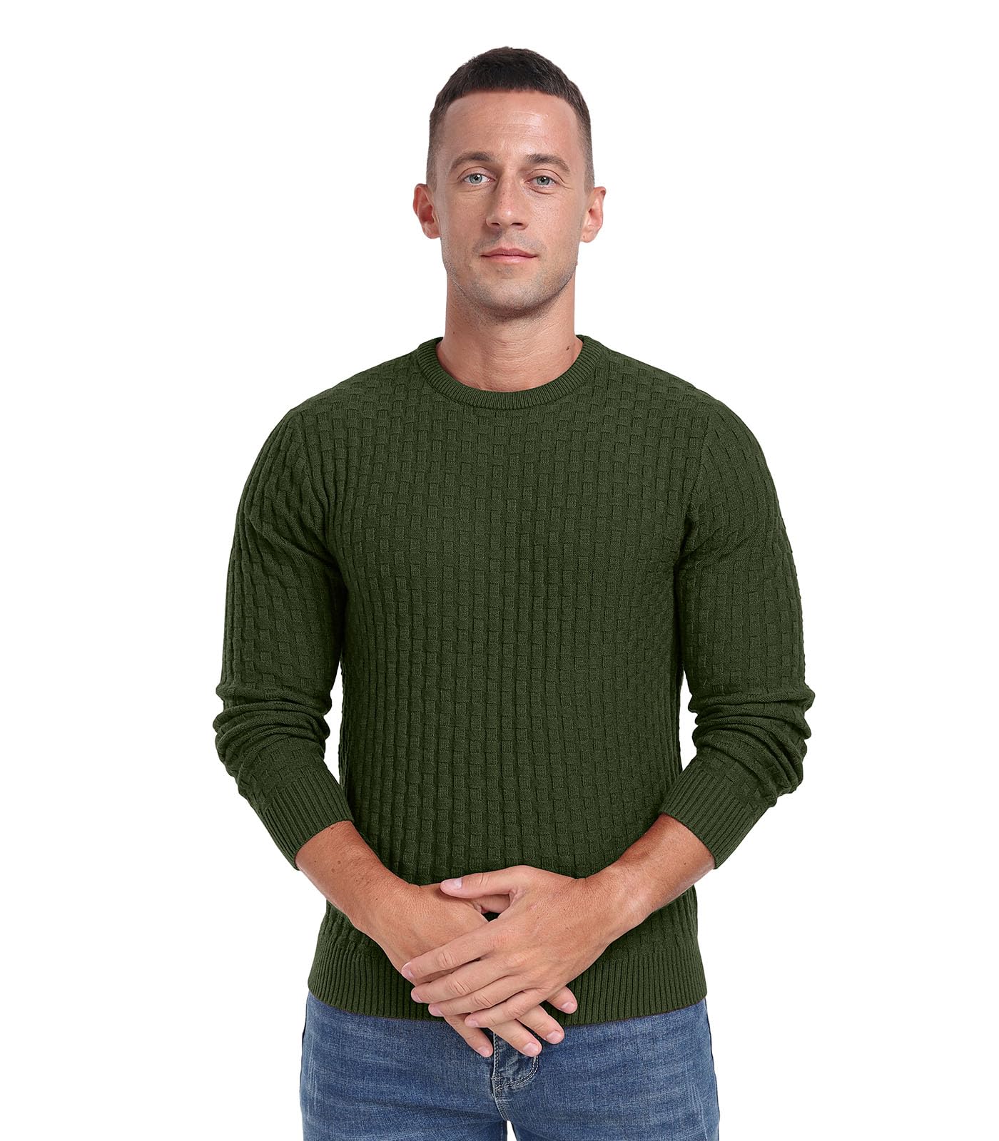 Sailwind Men’s Crew Neck Waffle Knit Sweater