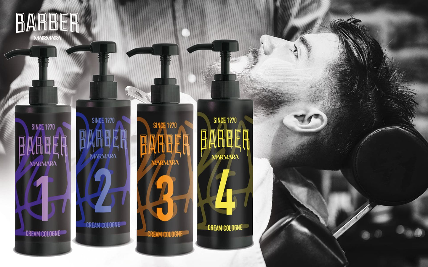 BARBER MARMARA No.2 After Shave Balsam Herren - Cream Cologne Men - 400ml - Männer Aftershave Gel - Rasur Nachbehandlung - pflegt und kühlt - gegen Rasur Brand - Gesichtspflege - Barbershop-Duft