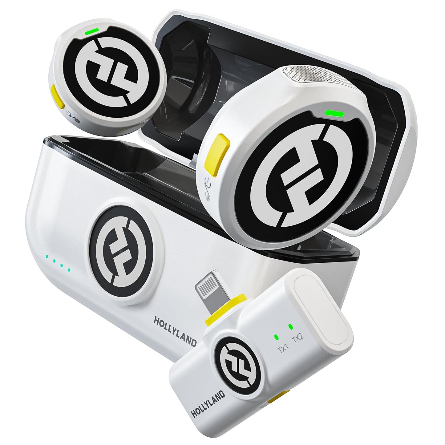 Hollyland Lark M2 Wireless Lavalier Mikrofon (2TX+1RX) für Kamera, iPhone, Android, PC, 48kHz/24 bit Hi-Fi Audio 40H Dauer 300m Reichweite, ENC Antischall Ansteckmikrofon kabellos für Vlog YouTube