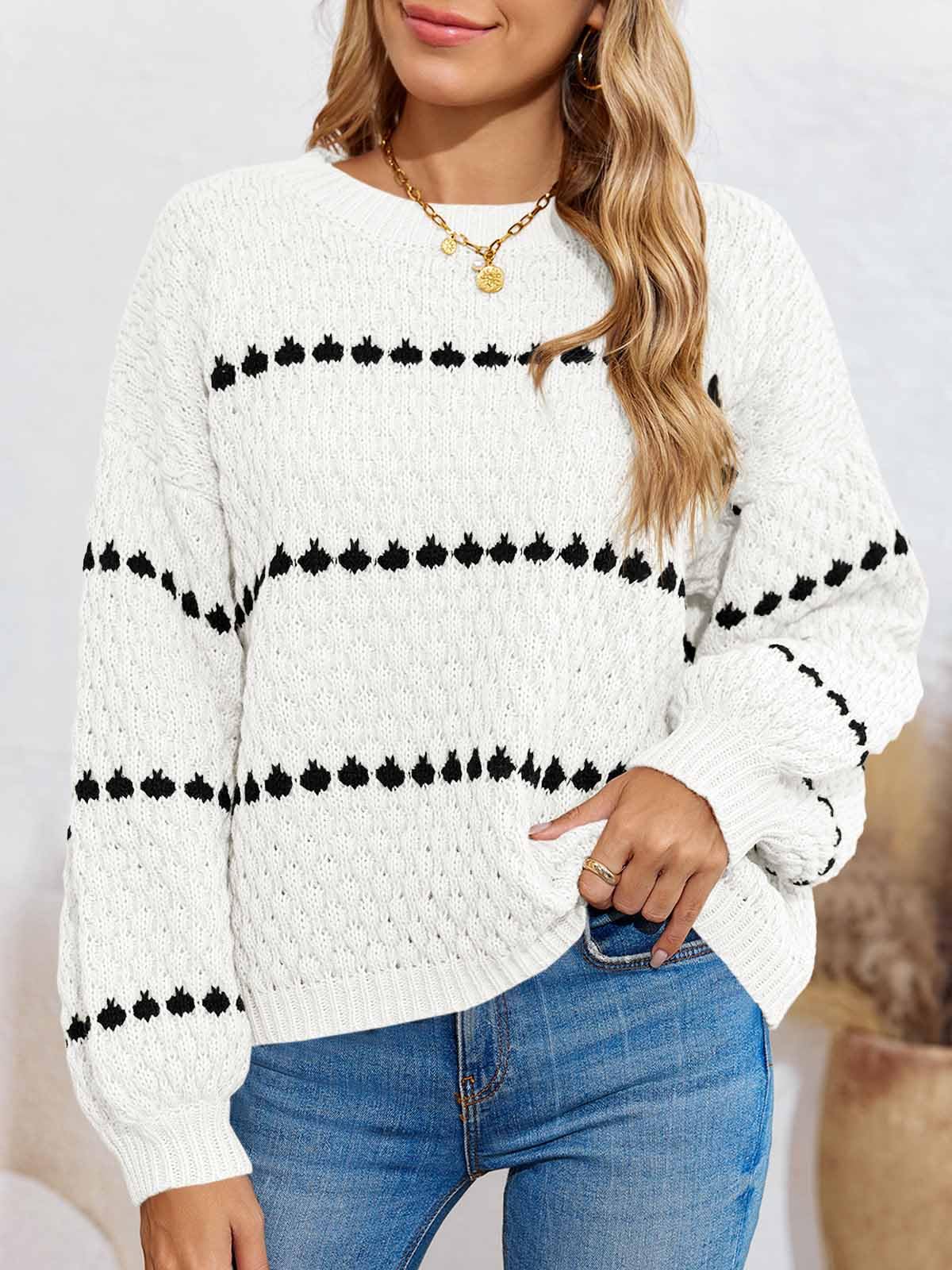 Saodimallsu Women’s Oversized Striped Knit Sweater