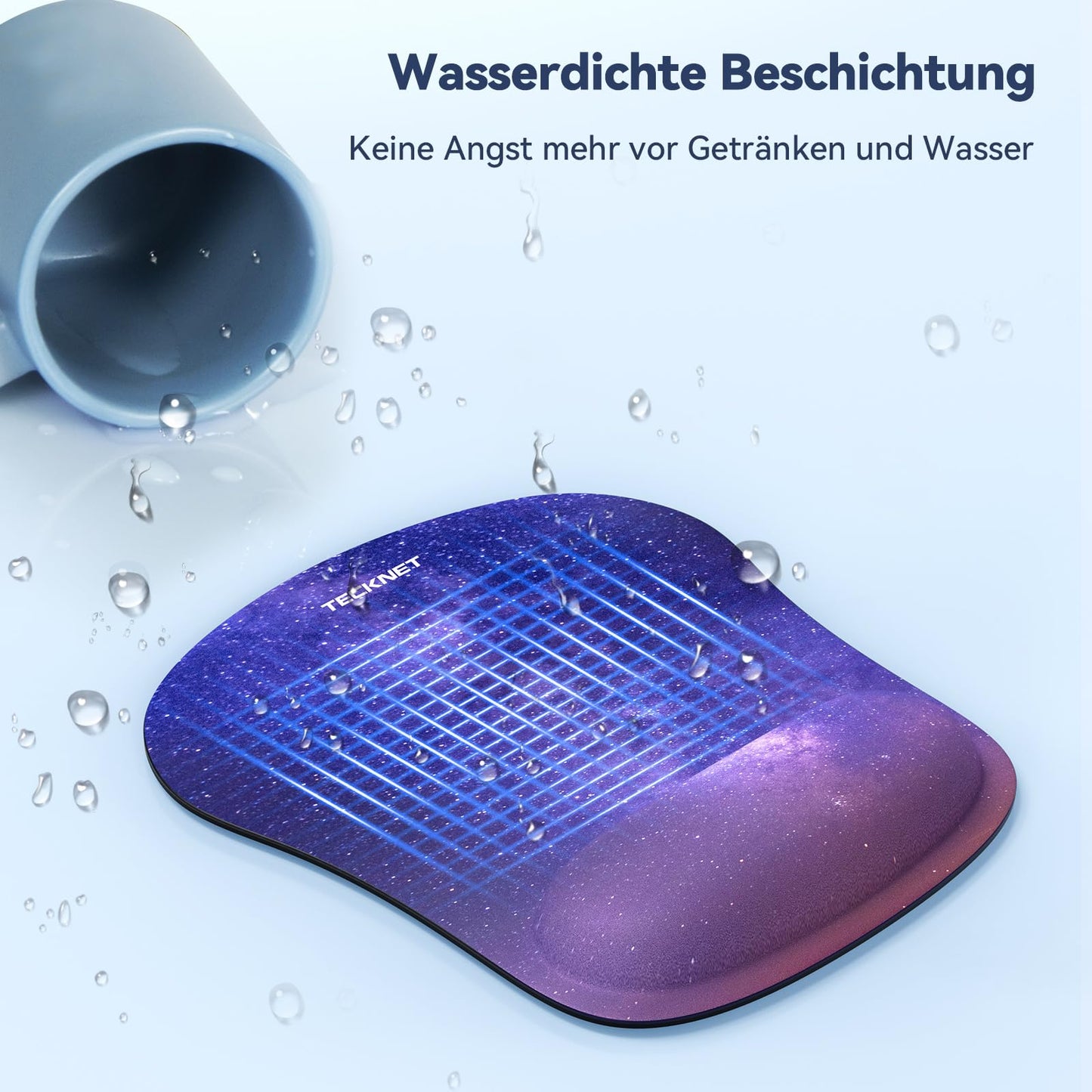 TECKNET Mauspad mit Gelkissen, Memory Foam Mousepad Ergonomisches Wasserdicht Komfort Mausmatte mit Handgelenkpolster Handauflage für Alle Maus Offfice Heim Computer Laptop