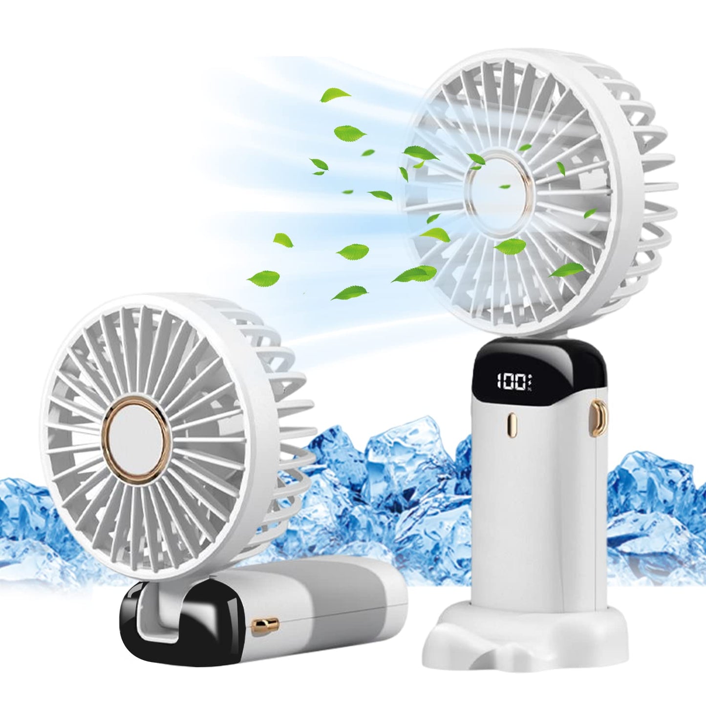 Jsdoin Handventilator, Tragbarer Mini Ventilator, Wiederaufladbar, Kleiner Taschenventilator Mit 5 Geschwindigkeitsstufen, Faltbarer USB-Ventilator für Büro, Outdoor (Dunkelblau)