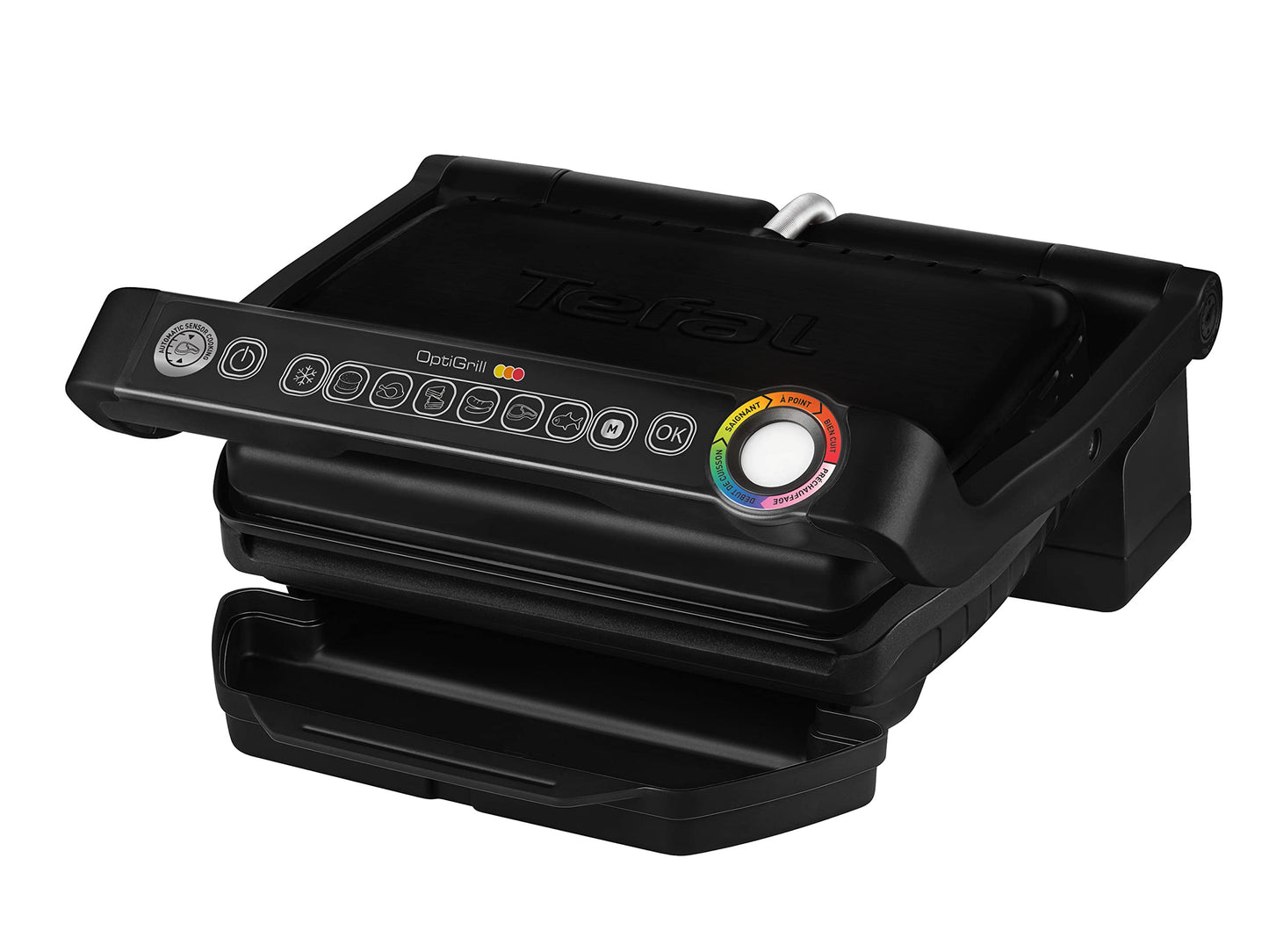 Tefal OptiGrill contact grill, 6 programs, cooking level indicator, removable plates, manual mode, electric grill, black, GC705816