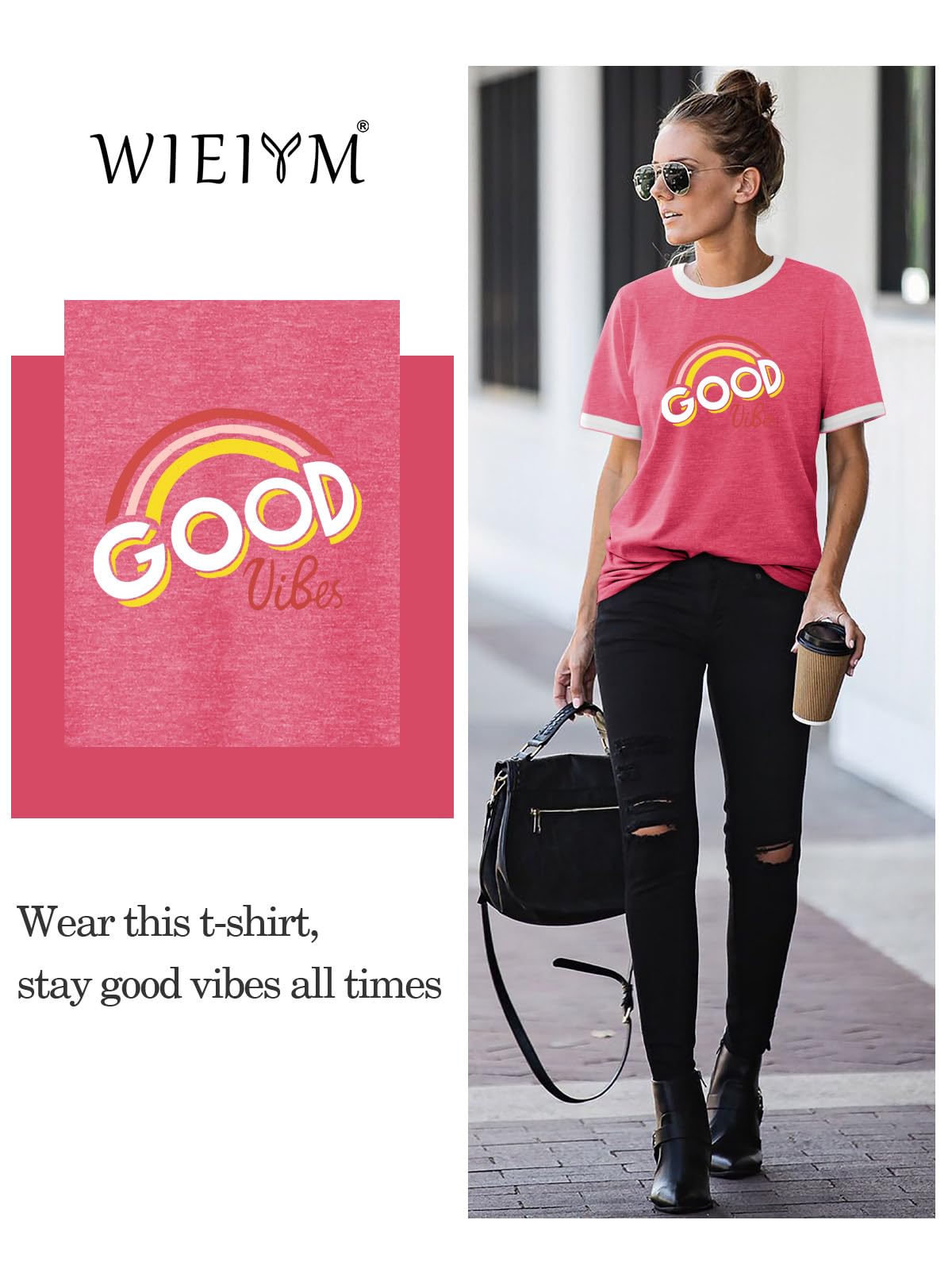 Women’s Good Vibes Rainbow Print T-Shirt