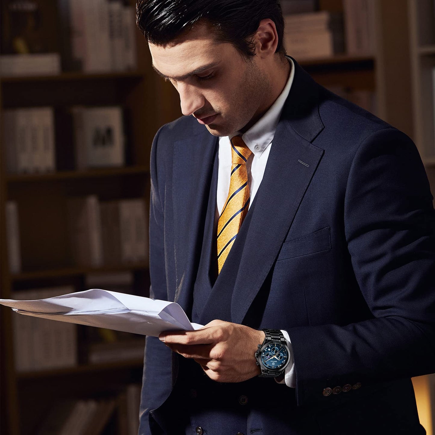 BY BENYAR Uhren Herren Chronograph Analog Quarz Wasserdicht Armbanduhr Herren Mode Lässig Business Herrenuhr mit Kalender Lederarmband/Edelstahlarmband Uhr Geschenk für Männer