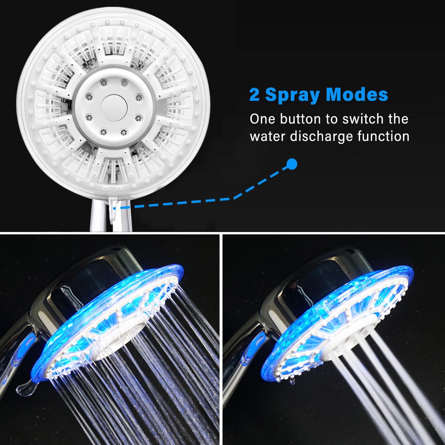 JINYOMFLY Regendusche Duschkopf mit LED, Regendusche mit LED Beleuchtung, Dusche Kopfbrause LED, 7 Farben Wechseln Automatisch, 2 Duschmodi