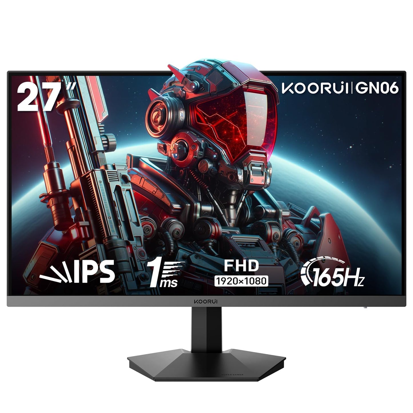 KOORUI Gaming Monitor 27 Zoll, 170Hz, IPS, 2K QHD(2560 x 1440p), HDR 400, 1ms, Adaptive Sync, DisplayPort, HDMI, 100% sRGB, Höhenverstellbar, Augenpflege, VESA 75x75