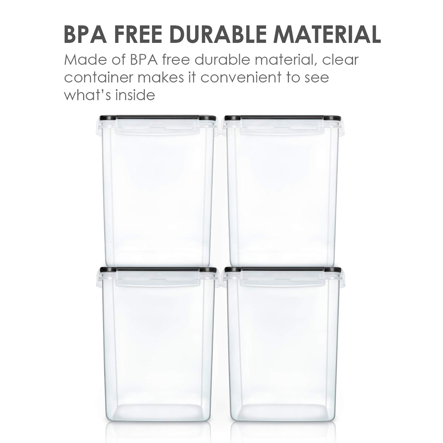 Vtopmart 5.2L Groß Vorratsdosen mit Deckel Luftdicht, 4 Stück Plastik Aufbewahrungsbox Küche Organizer BPA Frei, Aufbewahrung Vorratsbehälter für Zucker und Mehl mit Etiketten und Messbechern