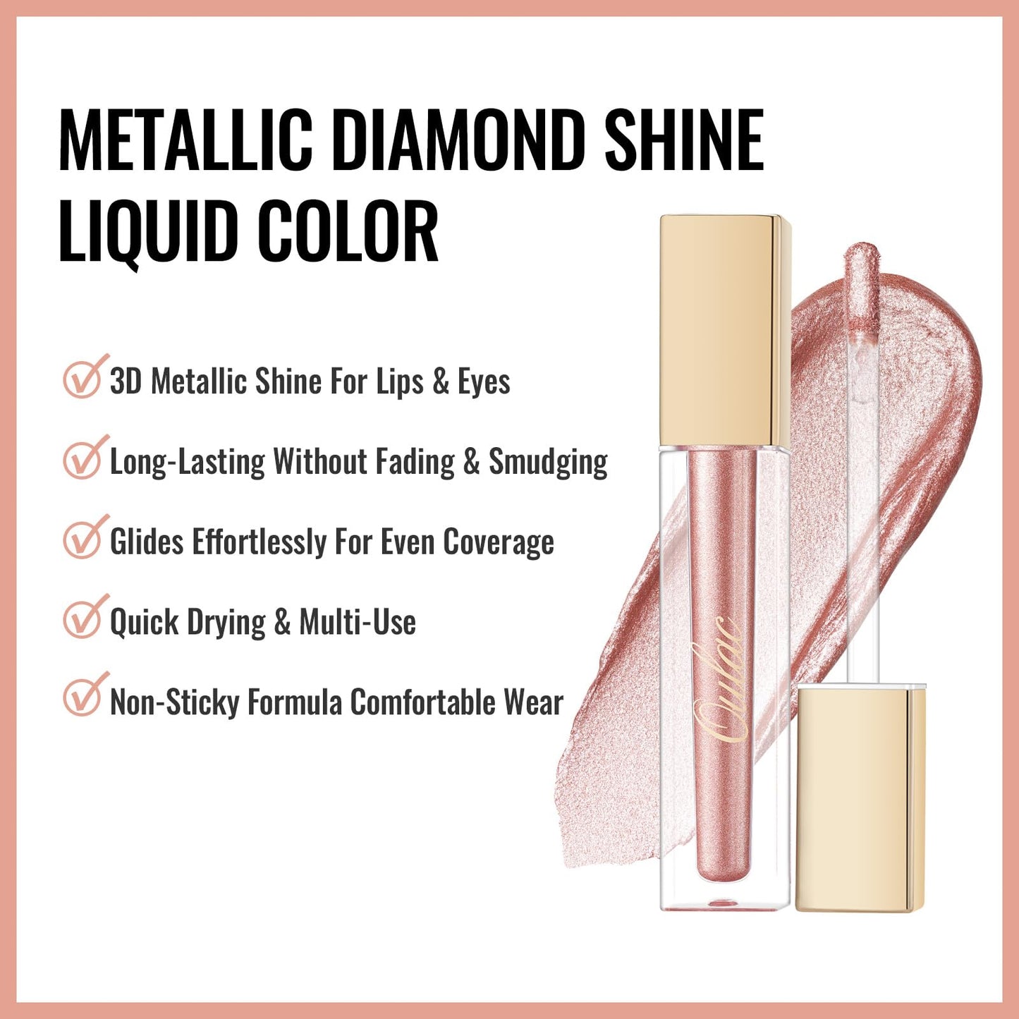 Oulac Metallic Glitter 2-in-1 Lipstick Eyeshadow Long-Lasting Waterproof High-Pigment