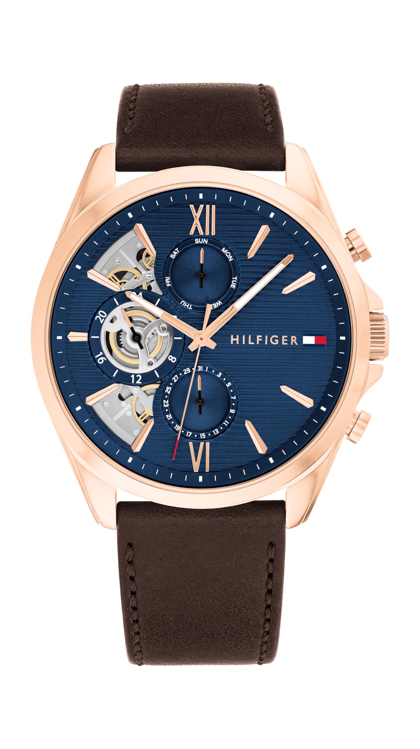 Tommy Hilfiger Multi Zifferblatt Quarz Uhr für Herren mit Silbernes Edelstahl-Mesh-Gliederarmband und Lederarmband