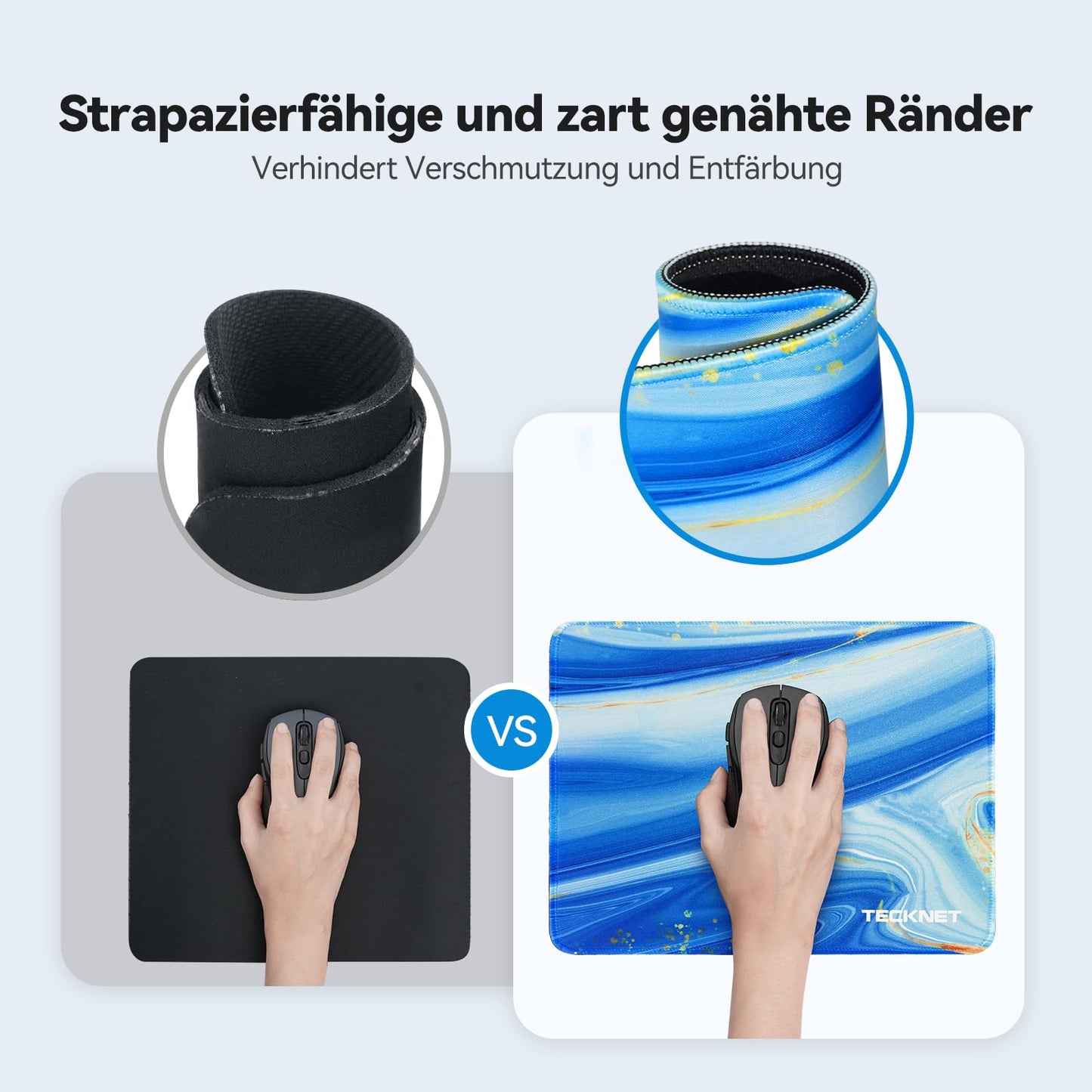 TECKNET Mauspad, 280 x 210 mm Gaming Mousepad mit Wasserdicht und Rutschfester Gummi für PC-Büro, Arbeit, Gaming, Studium, Laptop, Computer, Zuhause-Schwarz