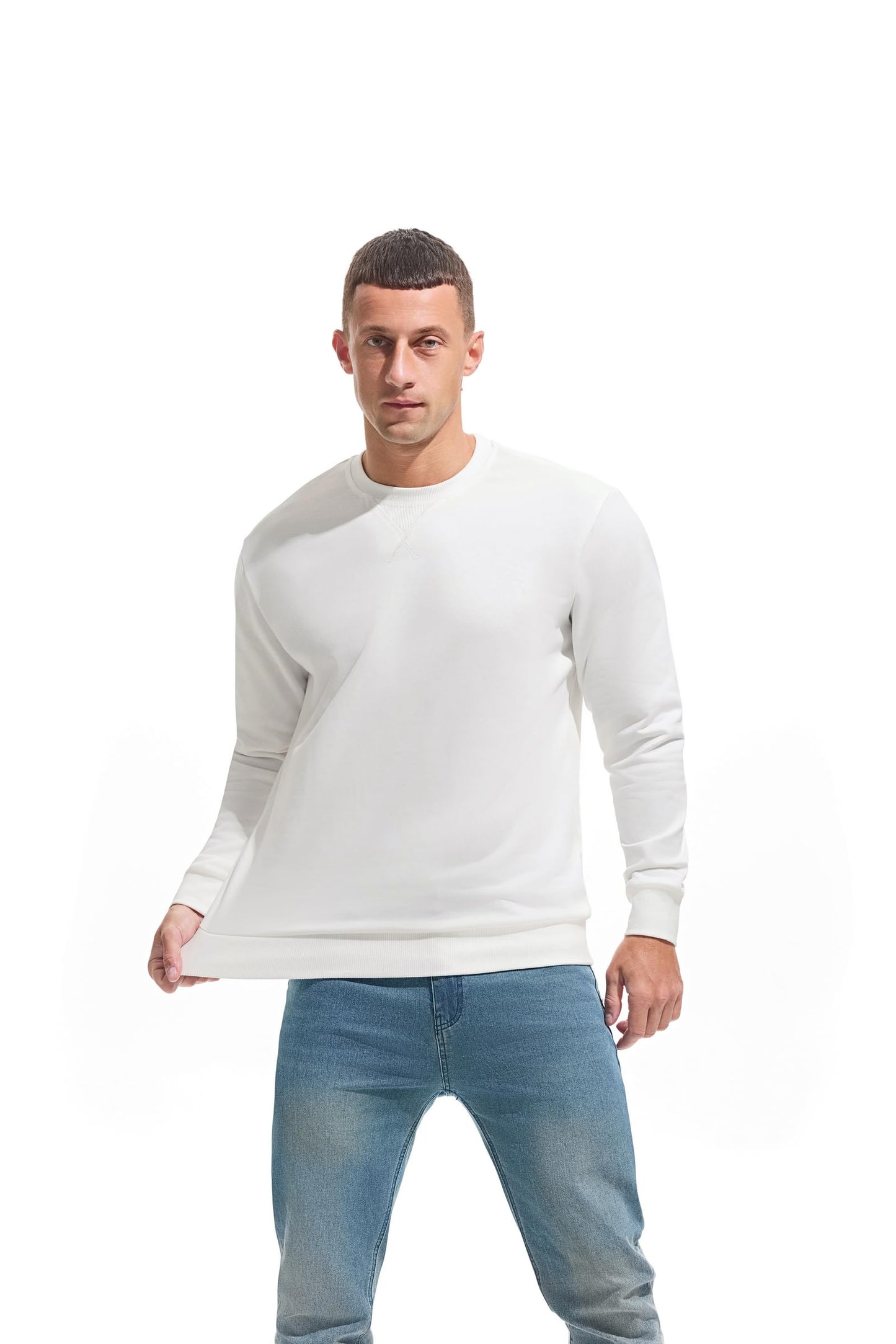 VEIISAR Men’s Basic Sweatshirt – Long Sleeve Crew Neck Pullover