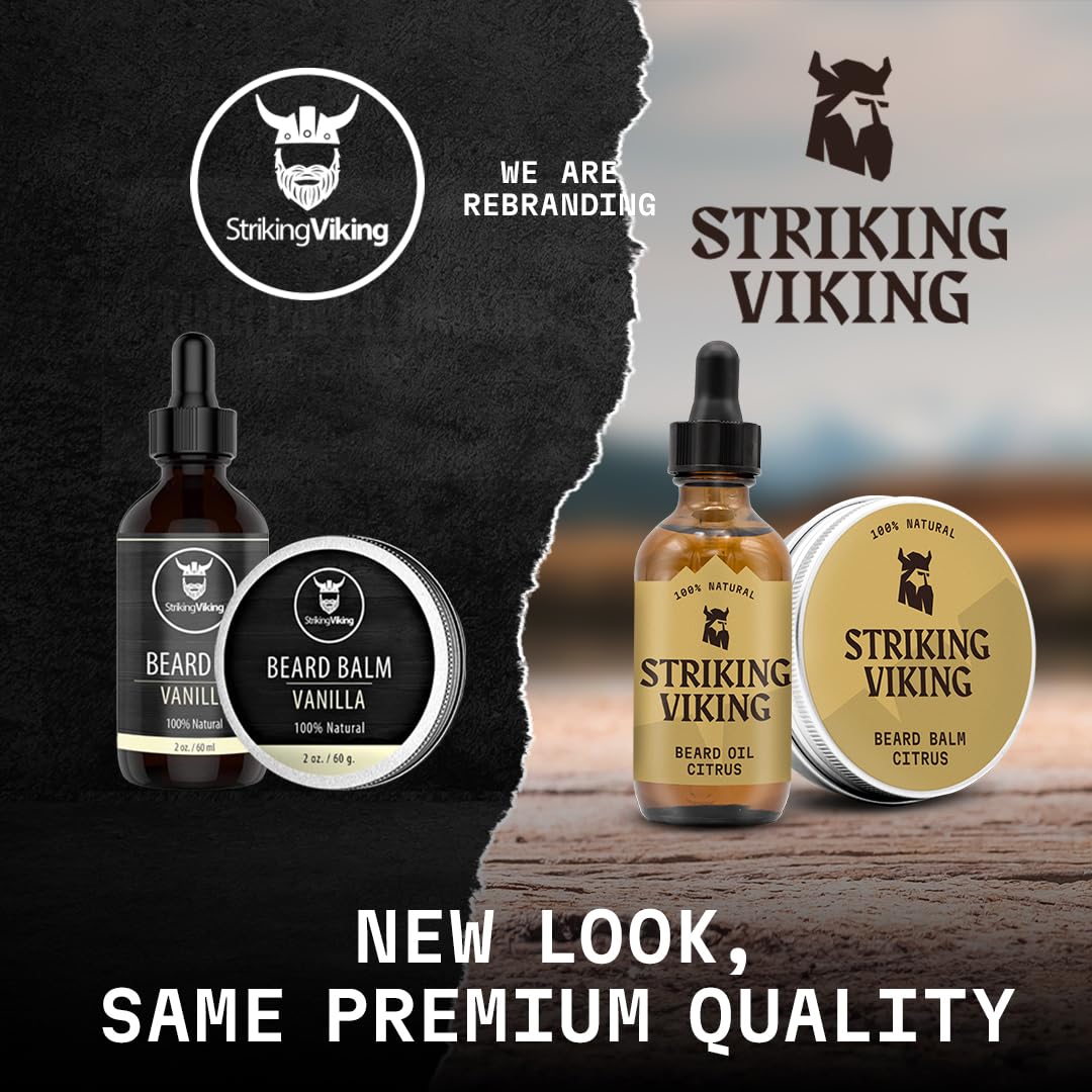 Striking Viking parfümfreier Bartbalsam Männer Vanille – Stylt, stärkt und macht Bärte, Schnurrbärte weich – Bartpflege mit Sheabutter, Teebaum, Argan & Jojobaöl - Bartglättungscremes - Bart Balm