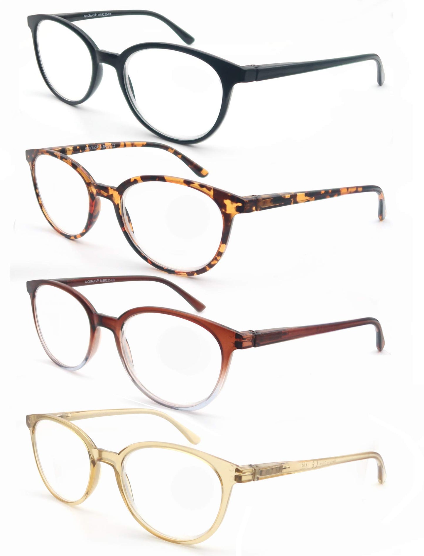 MODFANS (4 Pack) Lesebrille 2.5 Rund Herren Damen,Gute Brillen,Hochwertig,Mode,Komfortabel,Super Lesehilfe,fur Frauen