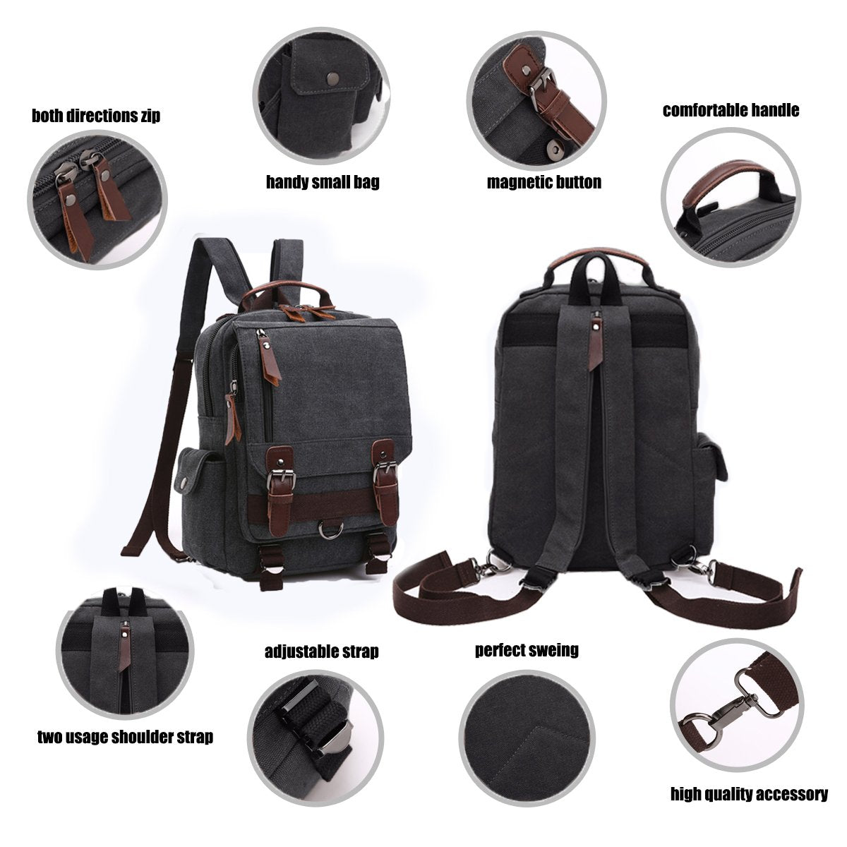 LOSMILE Vintage Canvas Backpack for Men & Women