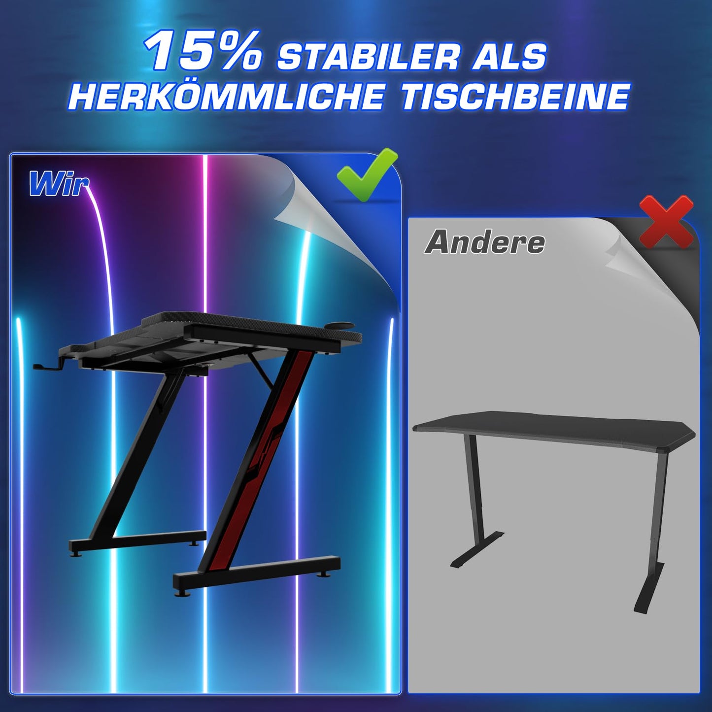 Homall Gaming Table, 80 x 52 cm, Z-Frame Gamer Desk with Headphone Hooks & Drink Holder, Carbon Coating, Ergonomic PC Computer Desk, Sturdy Table