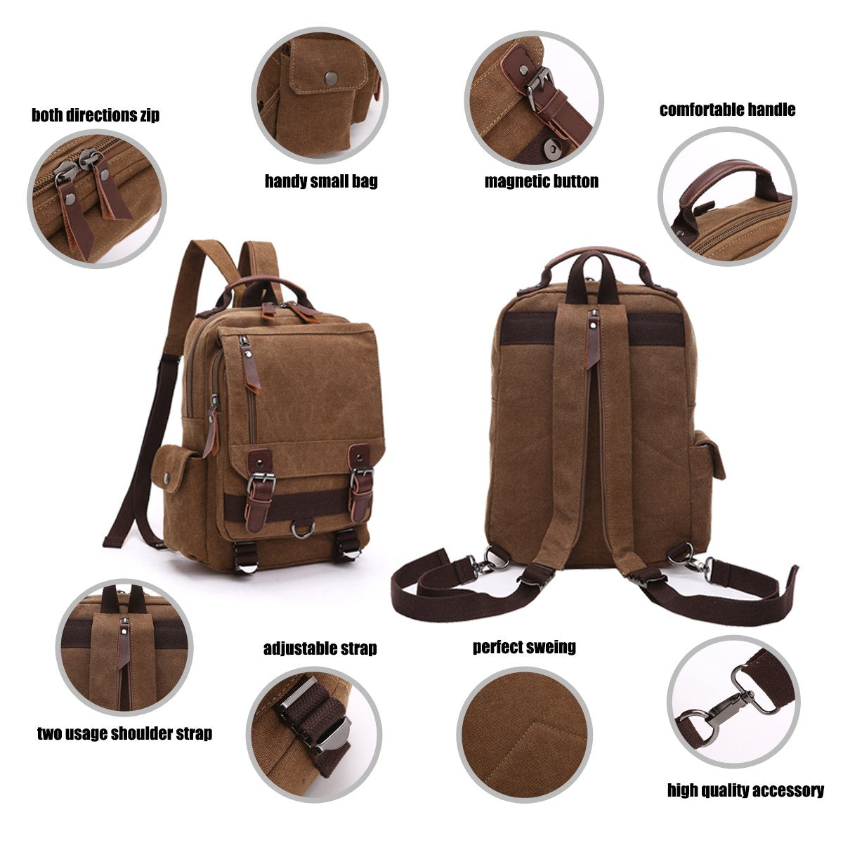 LOSMILE Vintage Canvas Backpack for Men & Women