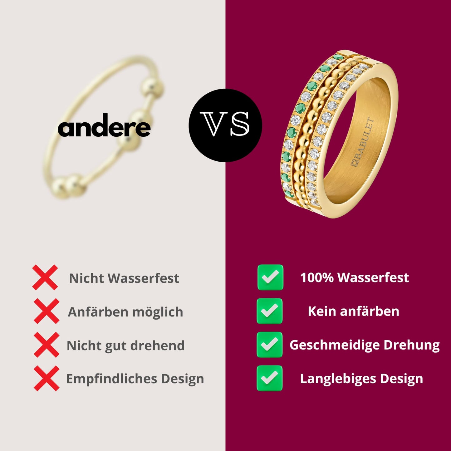 Gold Anxiety Ring for Women – Stress-Relief Spinner Ring