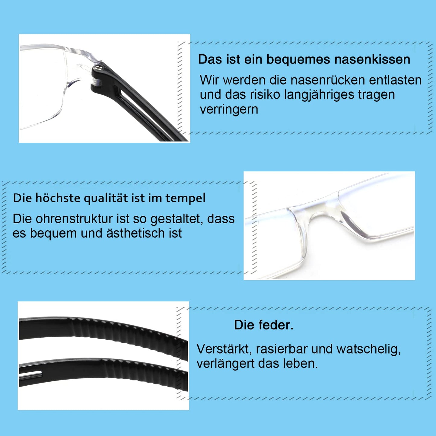 COJWIS Pack of 4 Frameless Reading Glasses for Men and Women, Lightweight and Comfortable, Anti Blue Light Reading Aid / TR90 Glasses (4 Colour Mixing, 2.00, Multiplier_x)