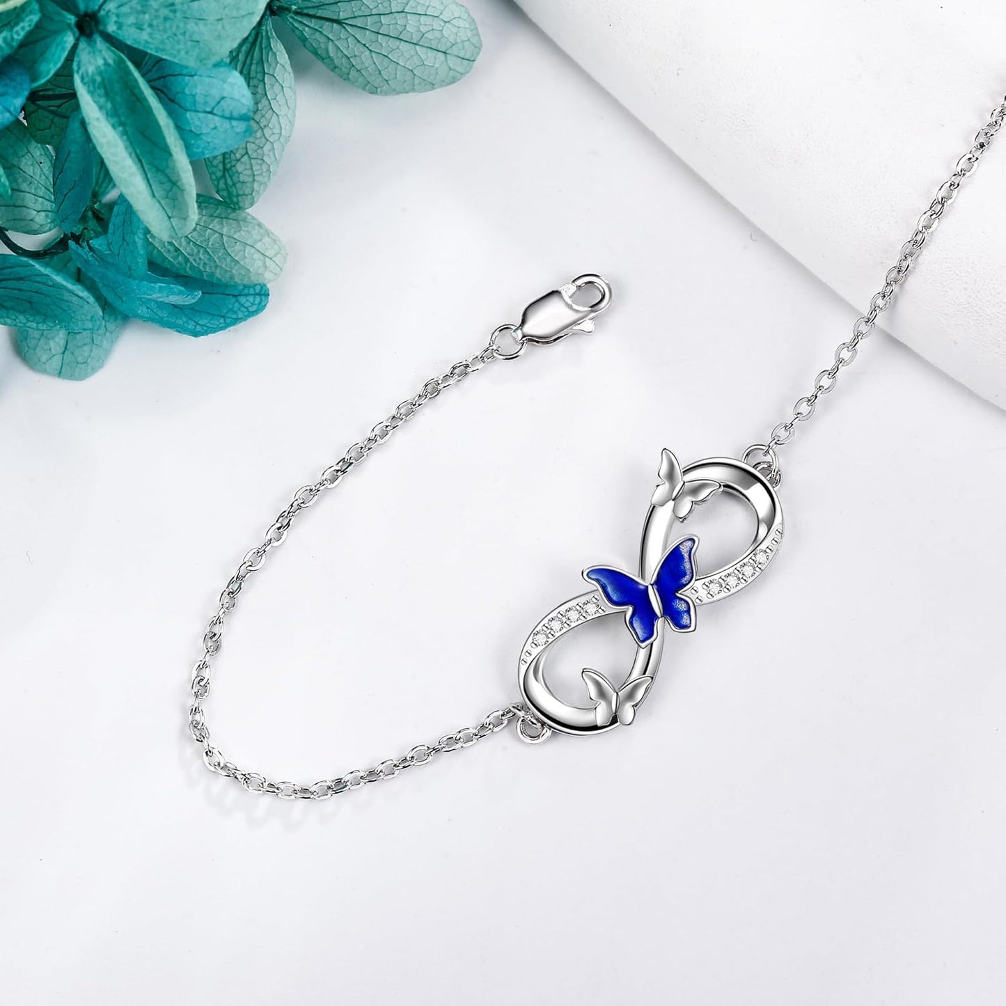 DAYLINLOVE Butterfly Bracelet – 925 Sterling Silver Infinity Jewelry