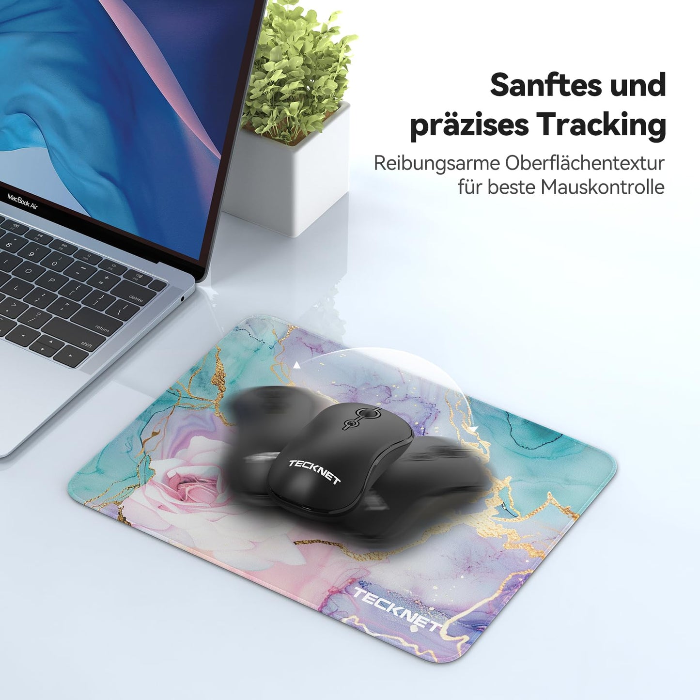 TECKNET Mauspad, 280 x 210 mm Gaming Mousepad mit Wasserdicht und Rutschfester Gummi für PC-Büro, Arbeit, Gaming, Studium, Laptop, Computer, Zuhause-Schwarz