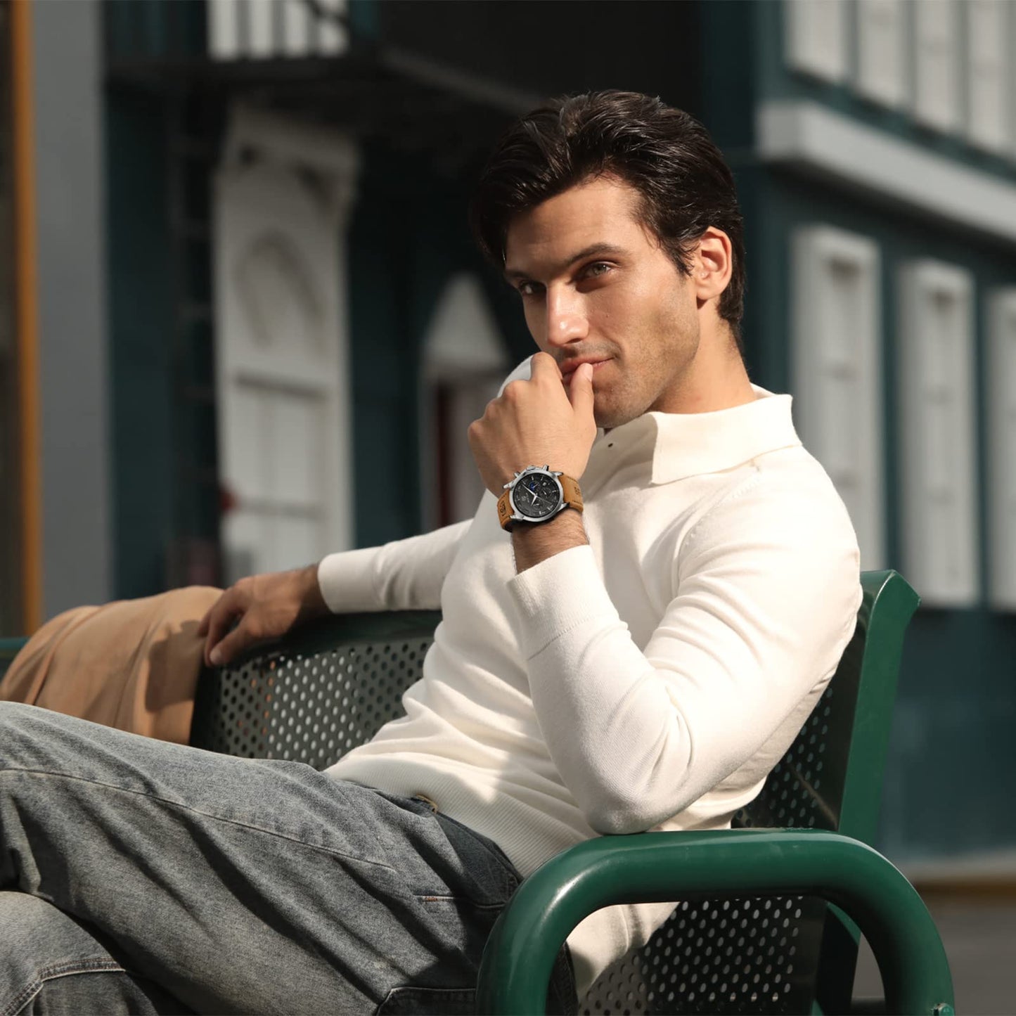 BY BENYAR Uhren Herren Chronograph Analog Quarz Wasserdicht Armbanduhr Herren Mode Lässig Business Herrenuhr mit Kalender Lederarmband/Edelstahlarmband Uhr Geschenk für Männer