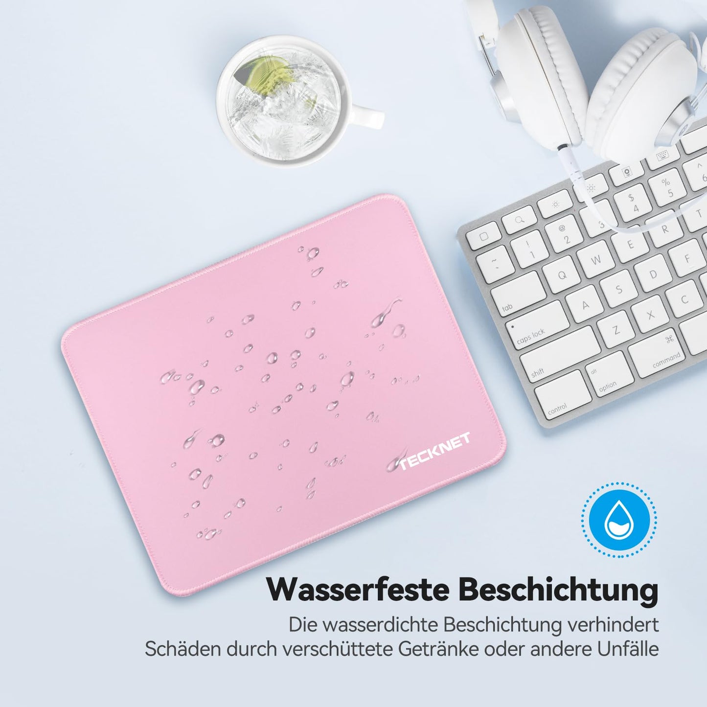 TECKNET Mauspad, 280 x 210 mm Gaming Mousepad mit Wasserdicht und Rutschfester Gummi für PC-Büro, Arbeit, Gaming, Studium, Laptop, Computer, Zuhause-Schwarz