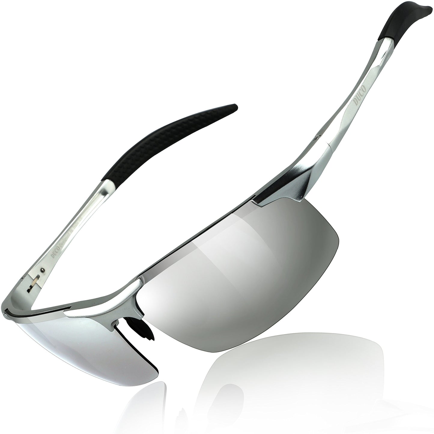 DUCO Herren Sportbrille Polarisierte Sonnenbrille Fahrerbrille Ultraleichte Al-Mg Metallrahmen UV400-Schutz Männer Sonnenbrillen 8177S